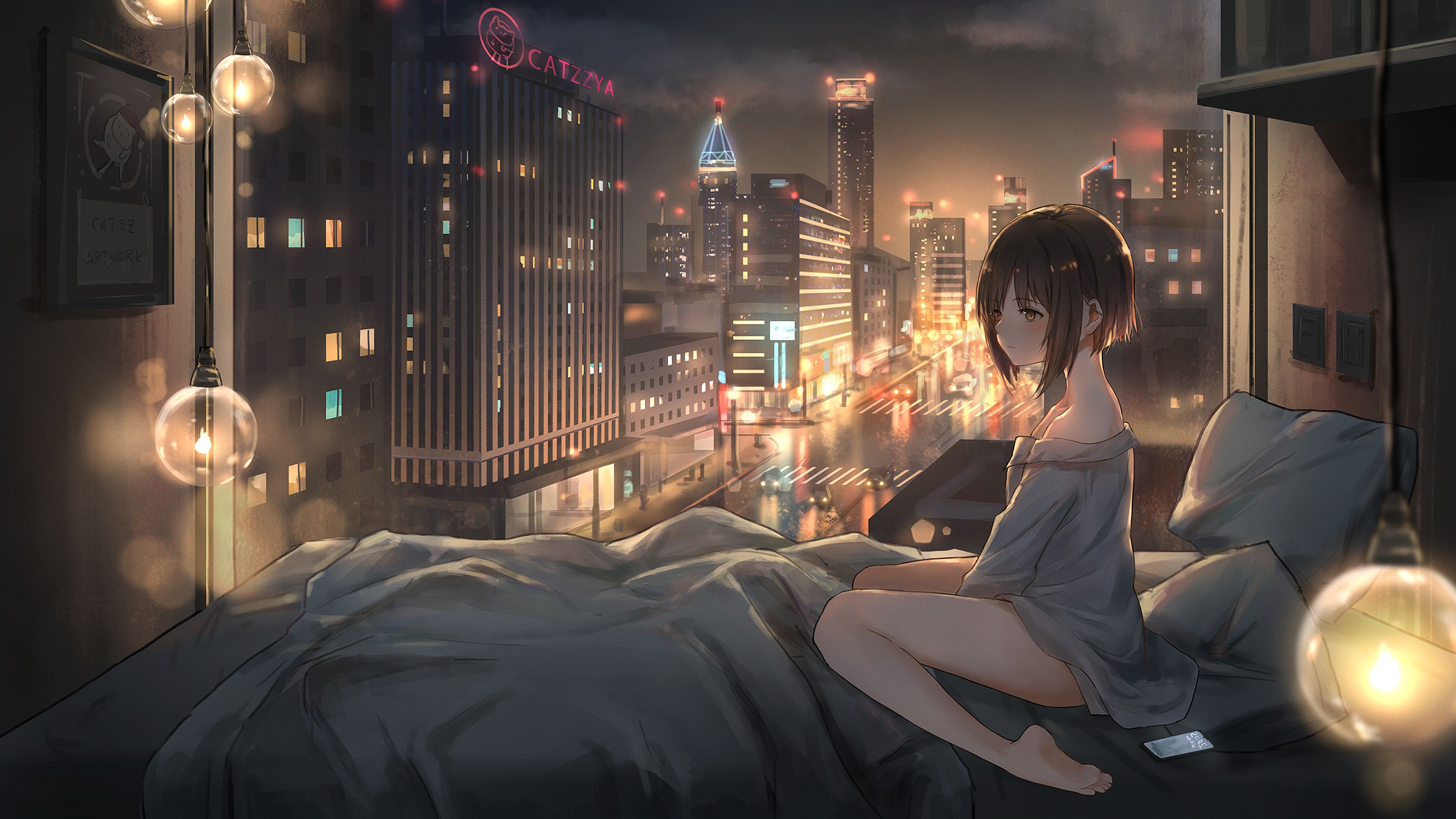 Anime Girl City Night Street