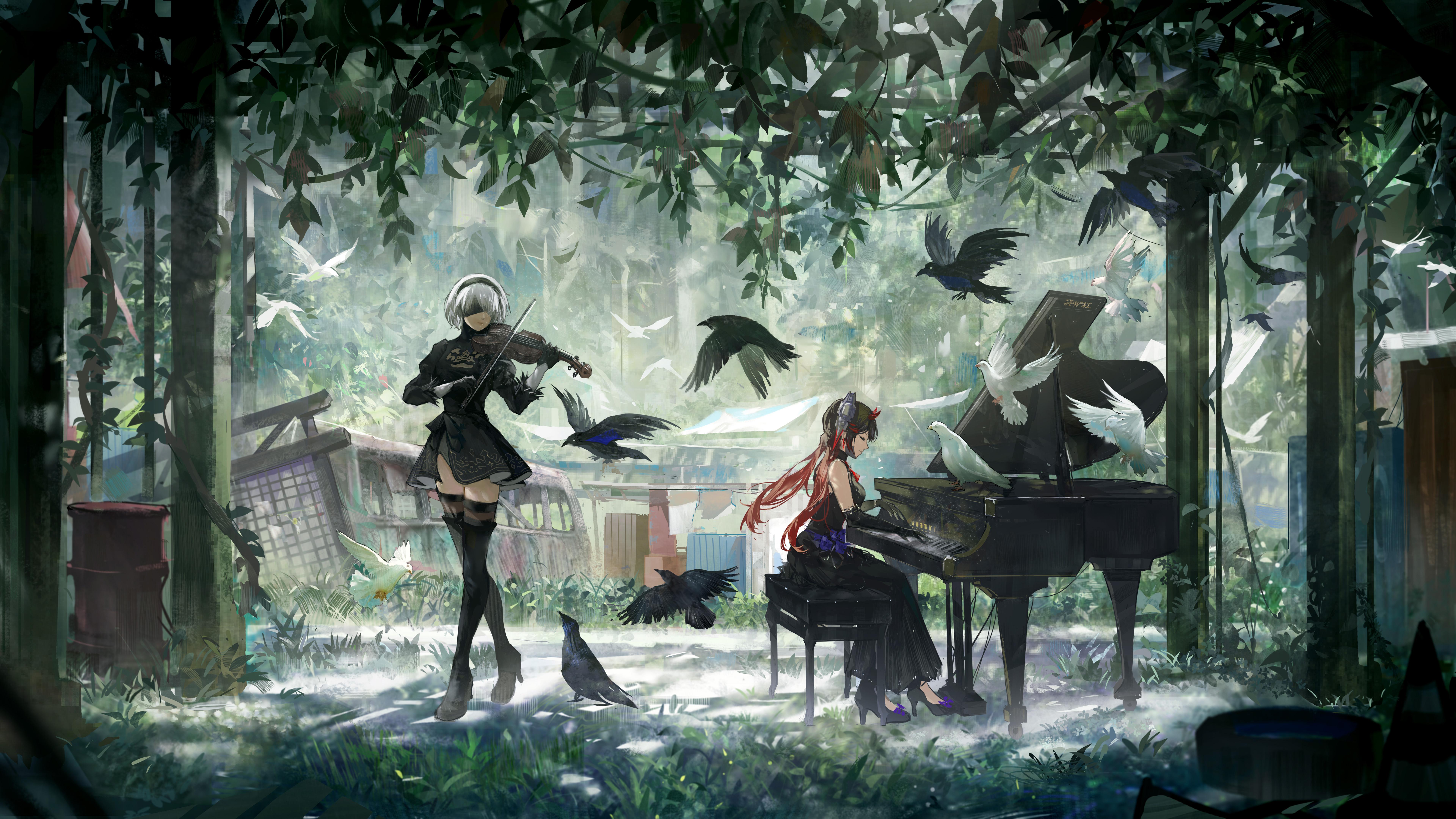 2B and Lucia [Nier: Automata and Punishing: Gray Raven] (7680×4320)