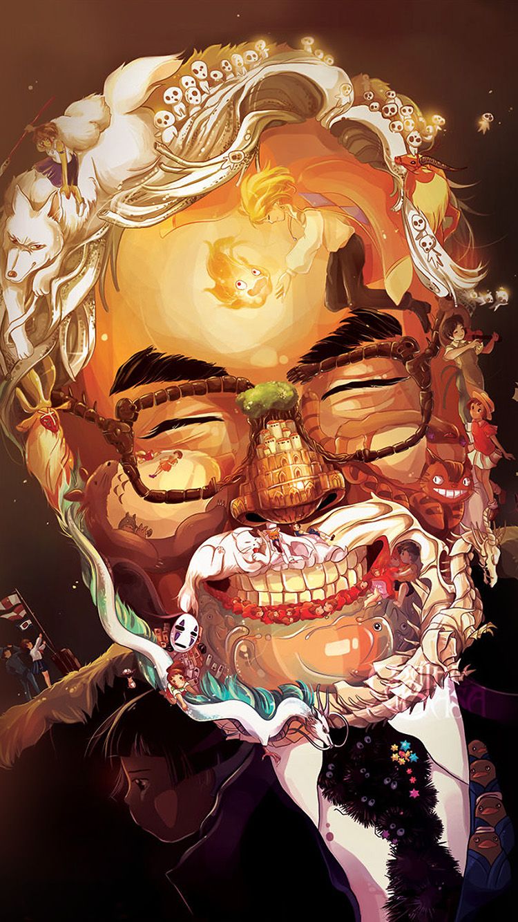 iPhone X wallpaper. studio ghibli face art illustration love anime