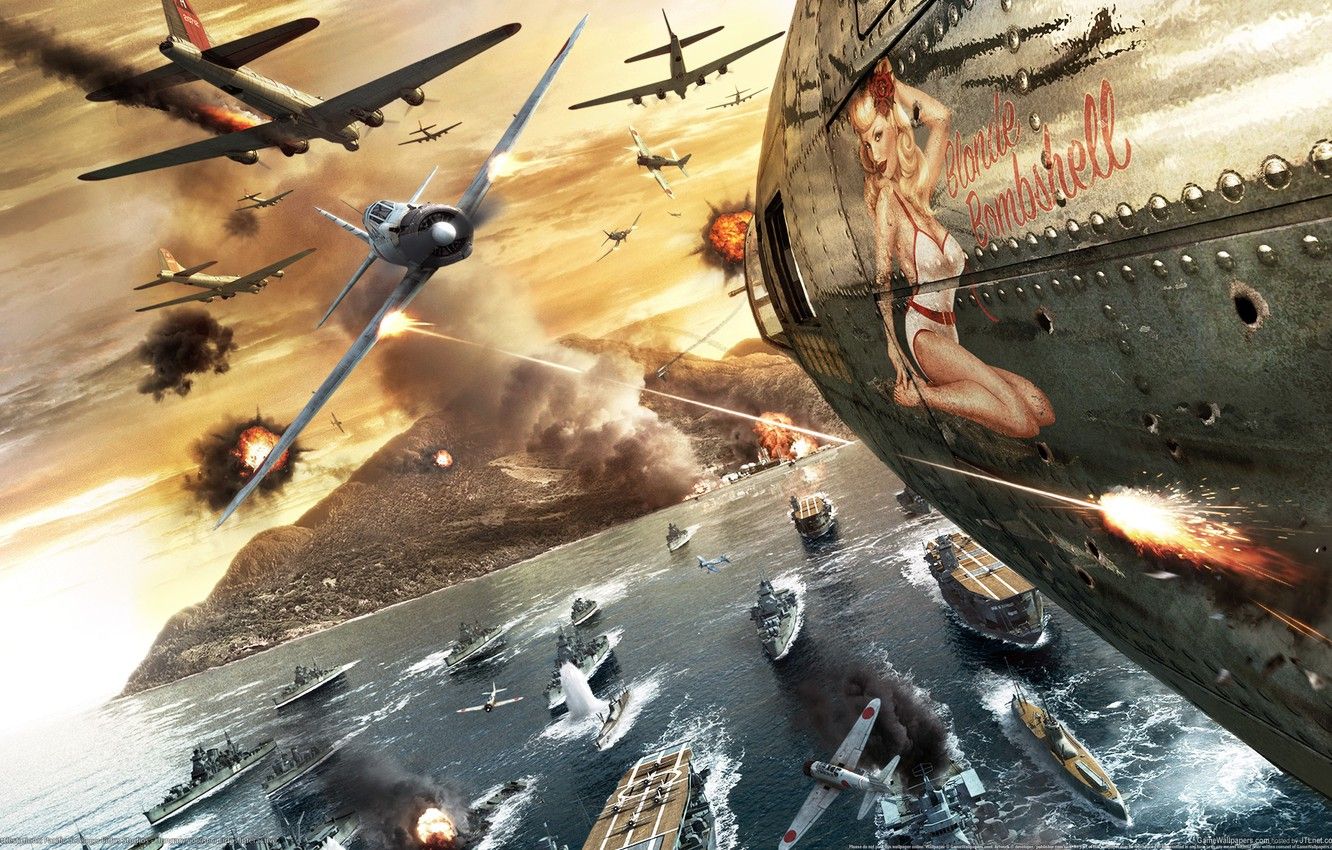 Photo Wallpaper The Plane, War, Girl, Battle