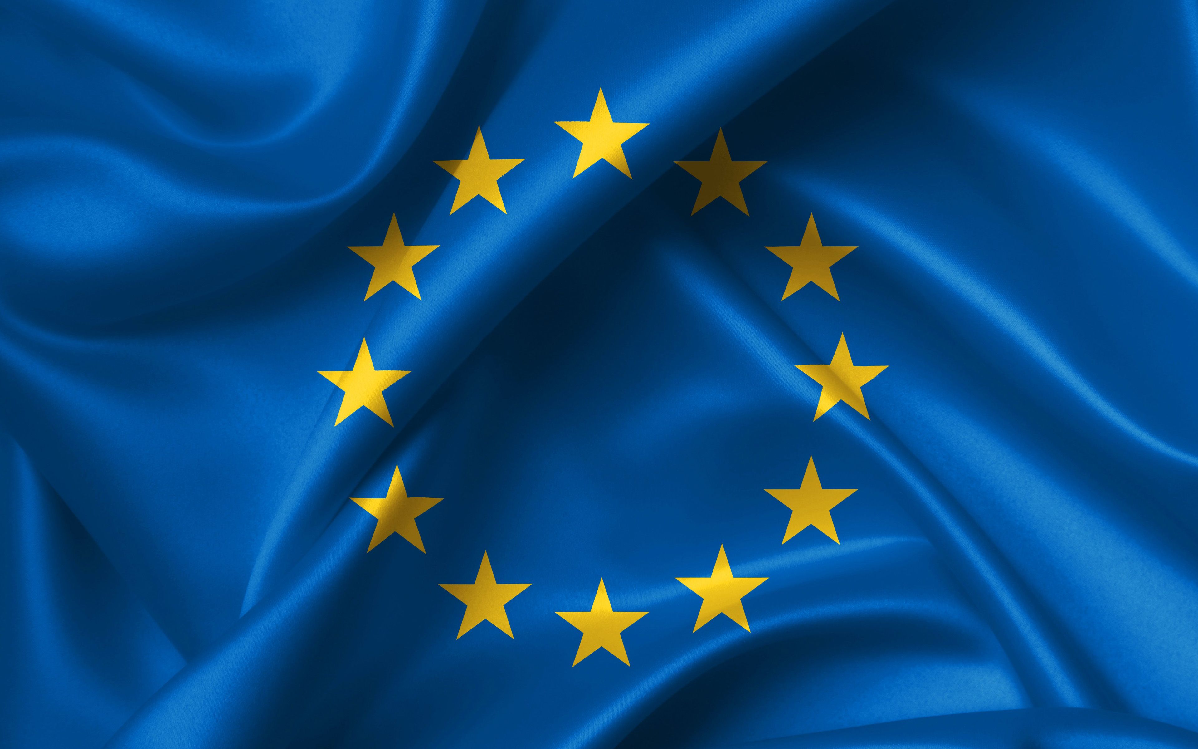 Download wallpaper 4k, European Union flag, silk flag, Europe, national symbols, Flag of European Union, EU flag, European Union, European countries, European Union fabic flag for desktop with resolution 3840x2400. High Quality