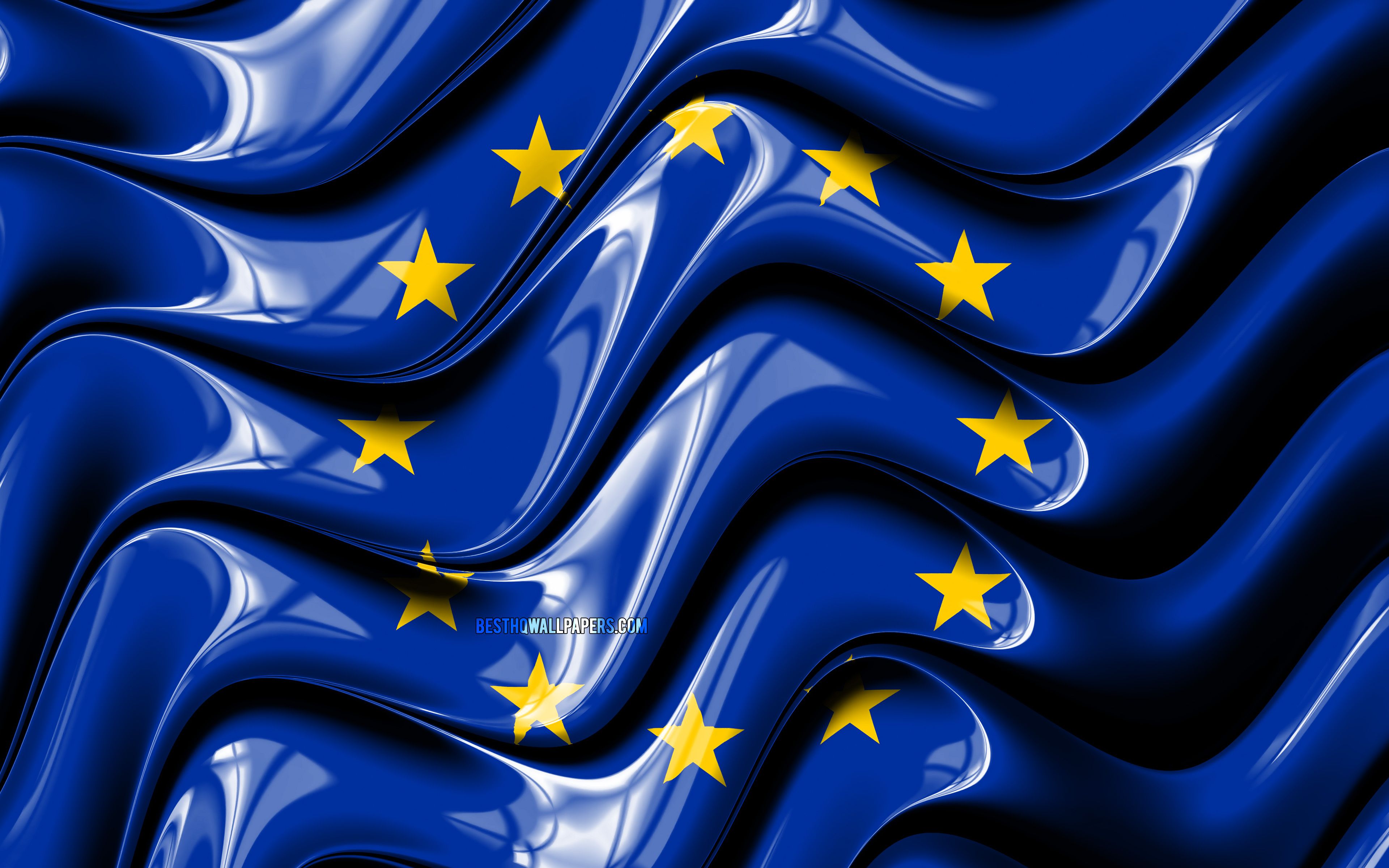 Download wallpaper European Union flag, 4k, Europe, national symbols, Flag of European Union, 3D art, European Union, European countries, European Union 3D flag for desktop with resolution 3840x2400. High Quality HD picture