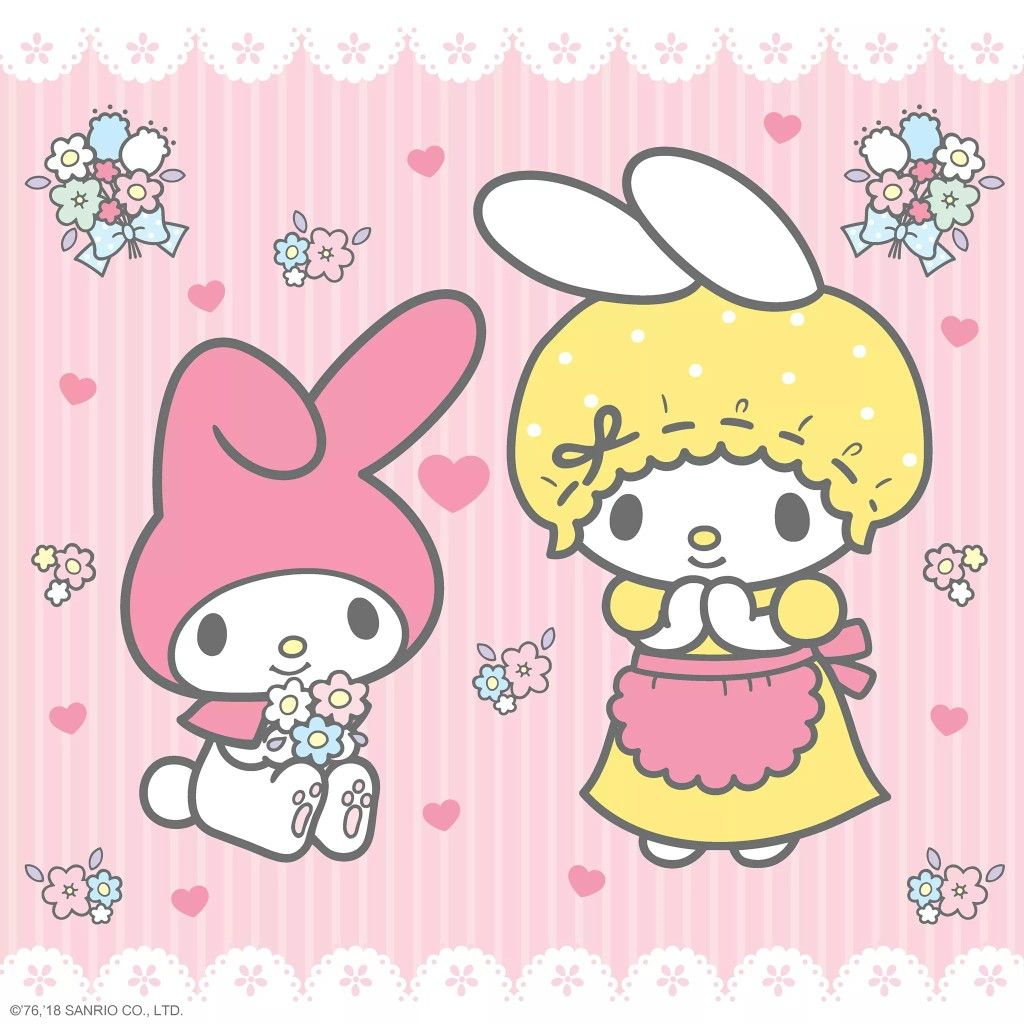 How sweet, My Melody is celebrating Mothers Day by giving flowers to her mama. Hello kitty wallpaper, My melody, My melody wallpaper
