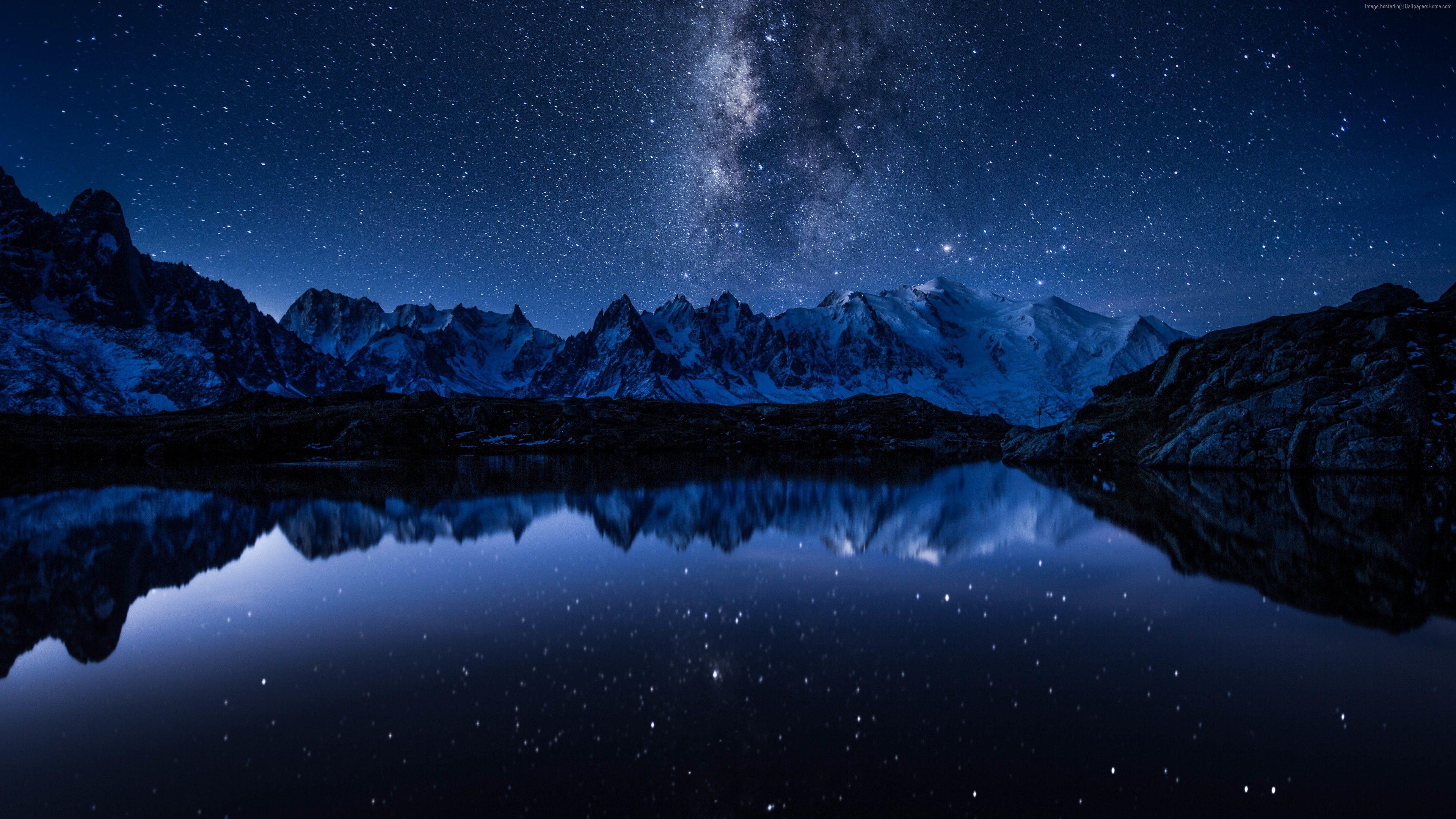 Wallpaper stars, mountains, lake, 5k, Space Wallpaper Download Resolution 4K Wallpaper