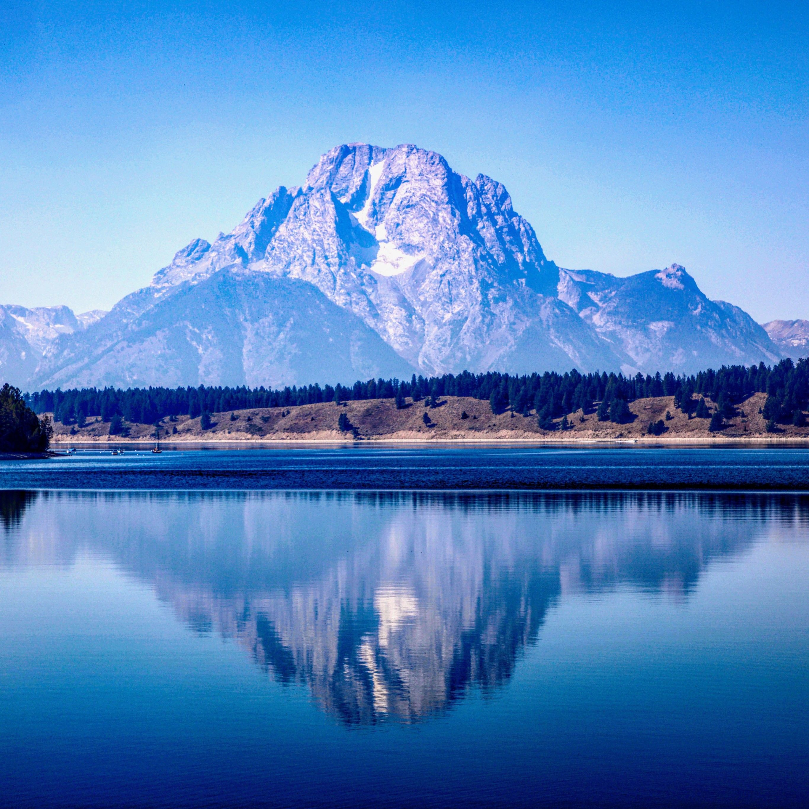 Grand Teton National Park 4K Wallpaper, Mountain range, Lake, Reflections, Blue, Mountains, Daylight, Tranquility, Nature