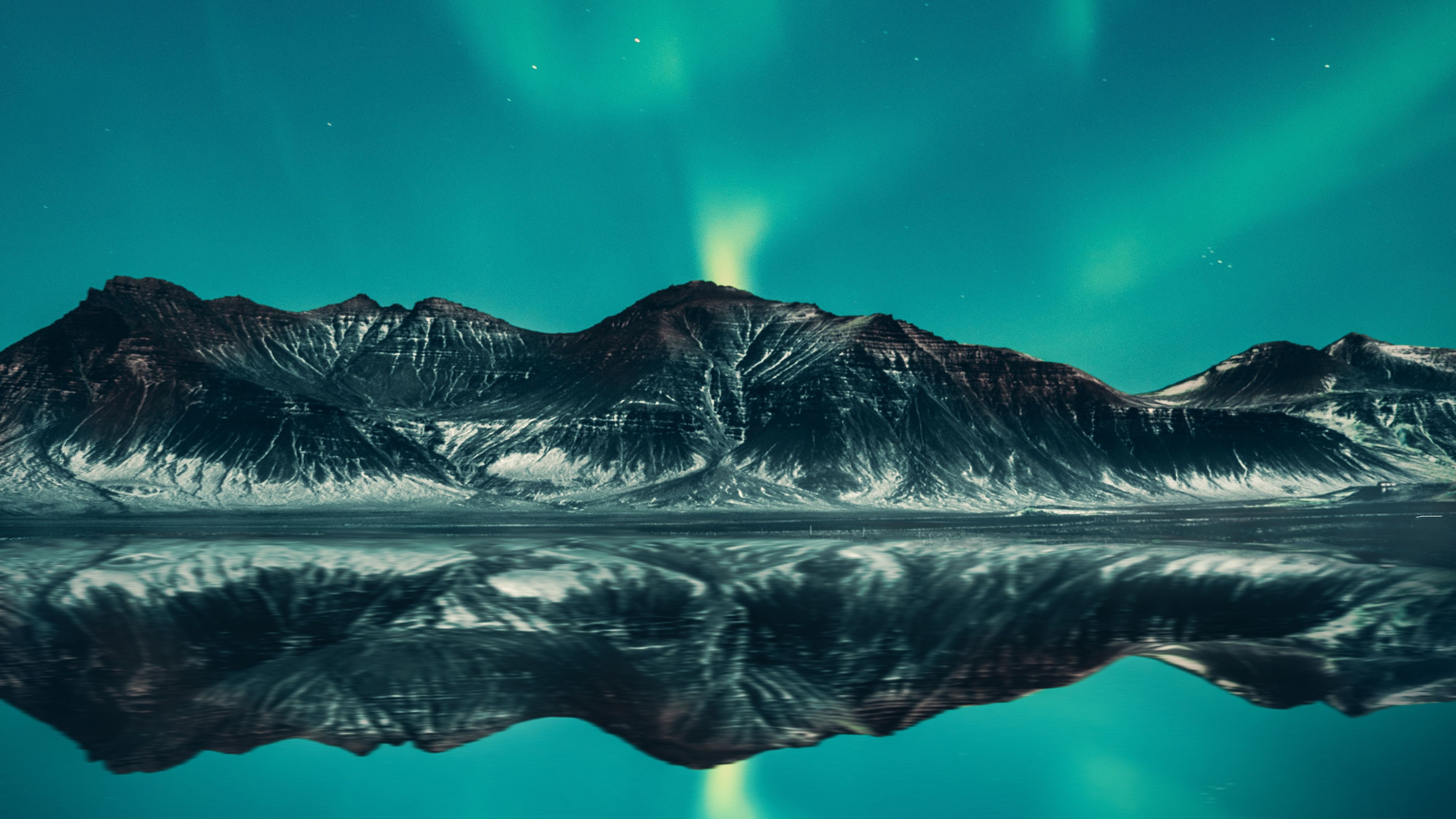 Aurora Borealis, Mountains, Lake, Aurora sky, Iceland, 4k Free deskk wallpaper, Ultra HD