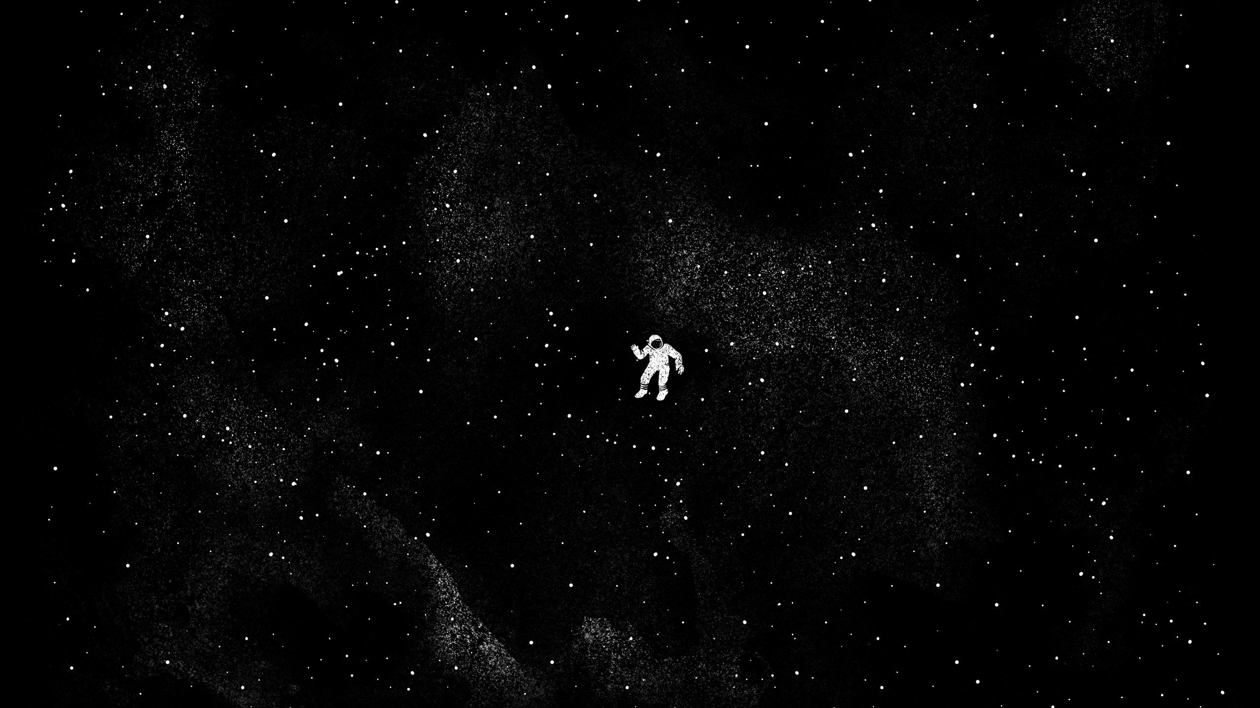 Wallpaper, astronaut, floating, monochrome, space, stars, nebula 2560x1440