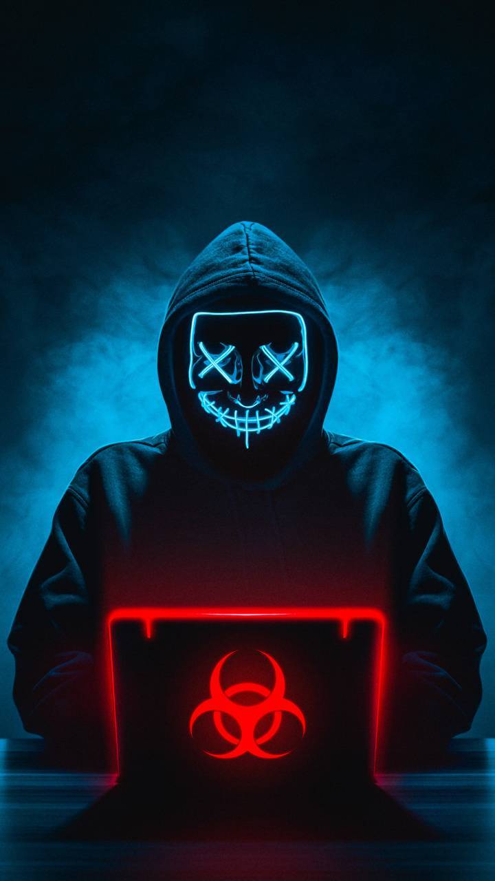 Neon Mask Hacker wallpaper