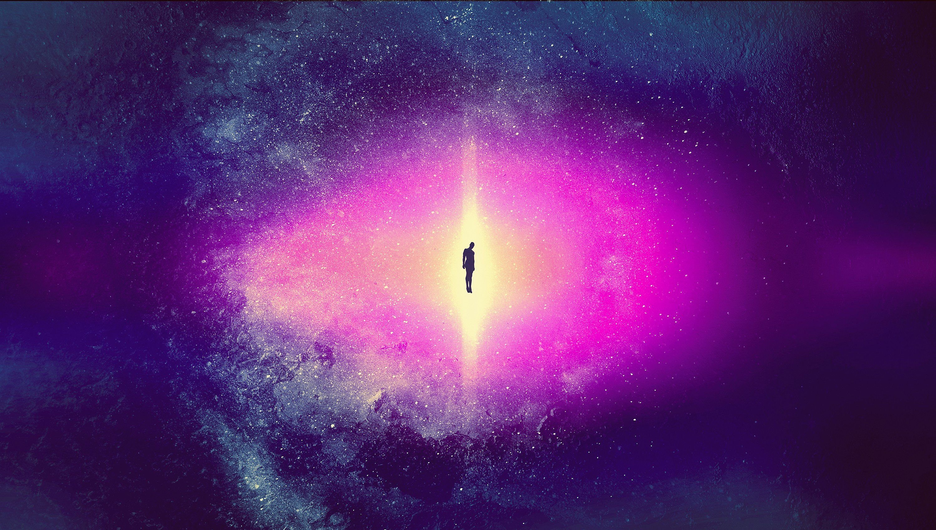 artwork, Space art, Floating, Silhouette, Glowing HD Wallpaper / Desktop and Mobile Image & Photo