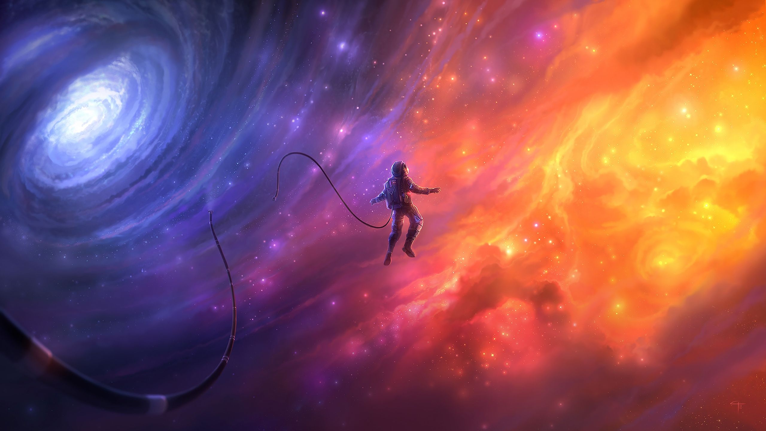 Astronaut Floating in Space Background