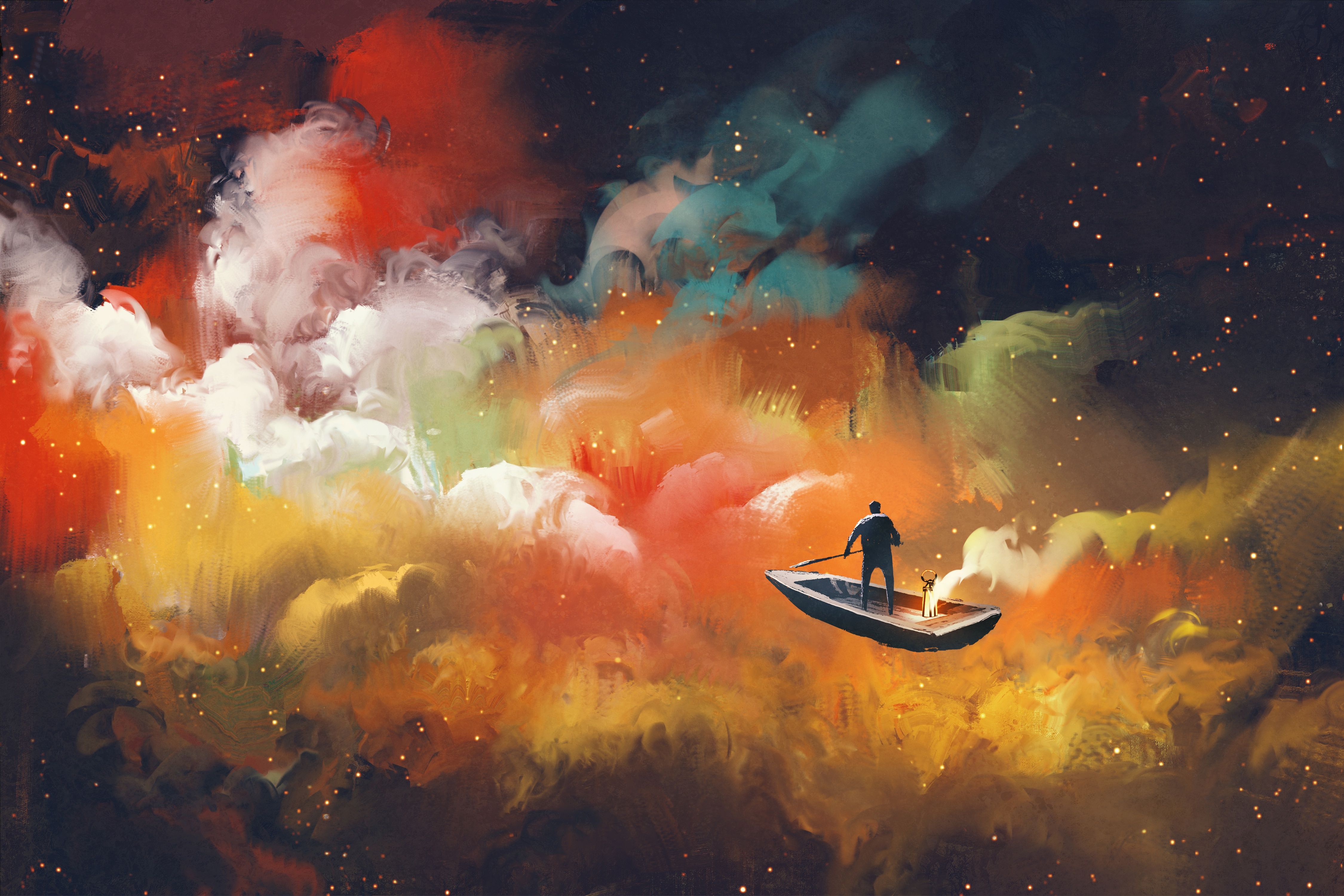 Artistic Cloud Boat Outer Space Floating 4k, HD Artist, 4k Wallpaper, Image, Background, Photo and Picture