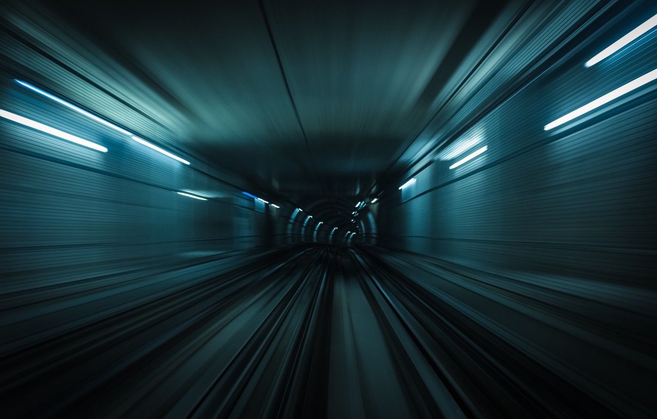 Wallpaper movement, metro, rails, train, speed, blur, the tunnel, underground, subway image for desktop, section разное