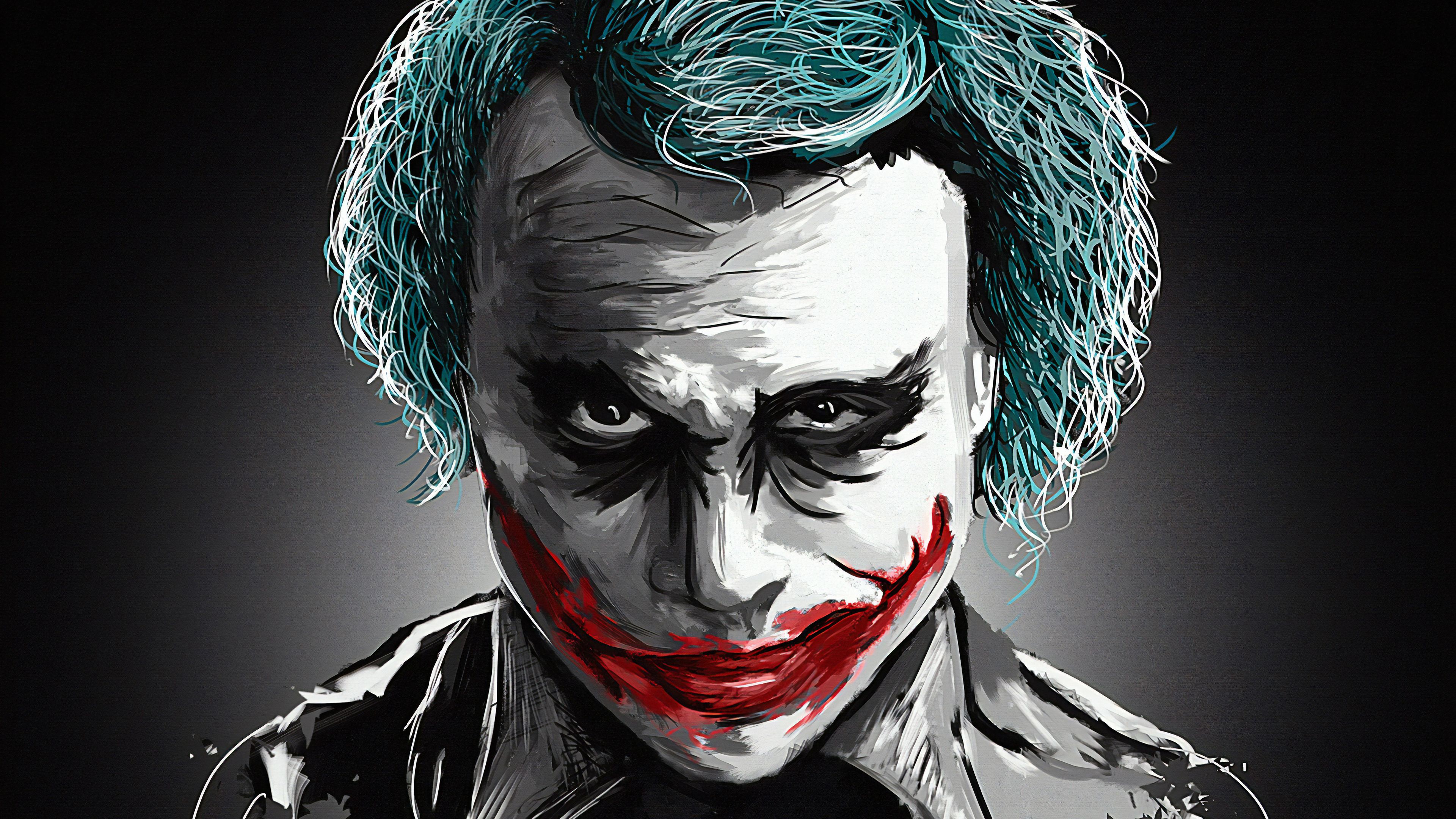 Joker Heath Ledger Art 4k, HD Superheroes, 4k Wallpaper, Image, Background, Photo and Picture