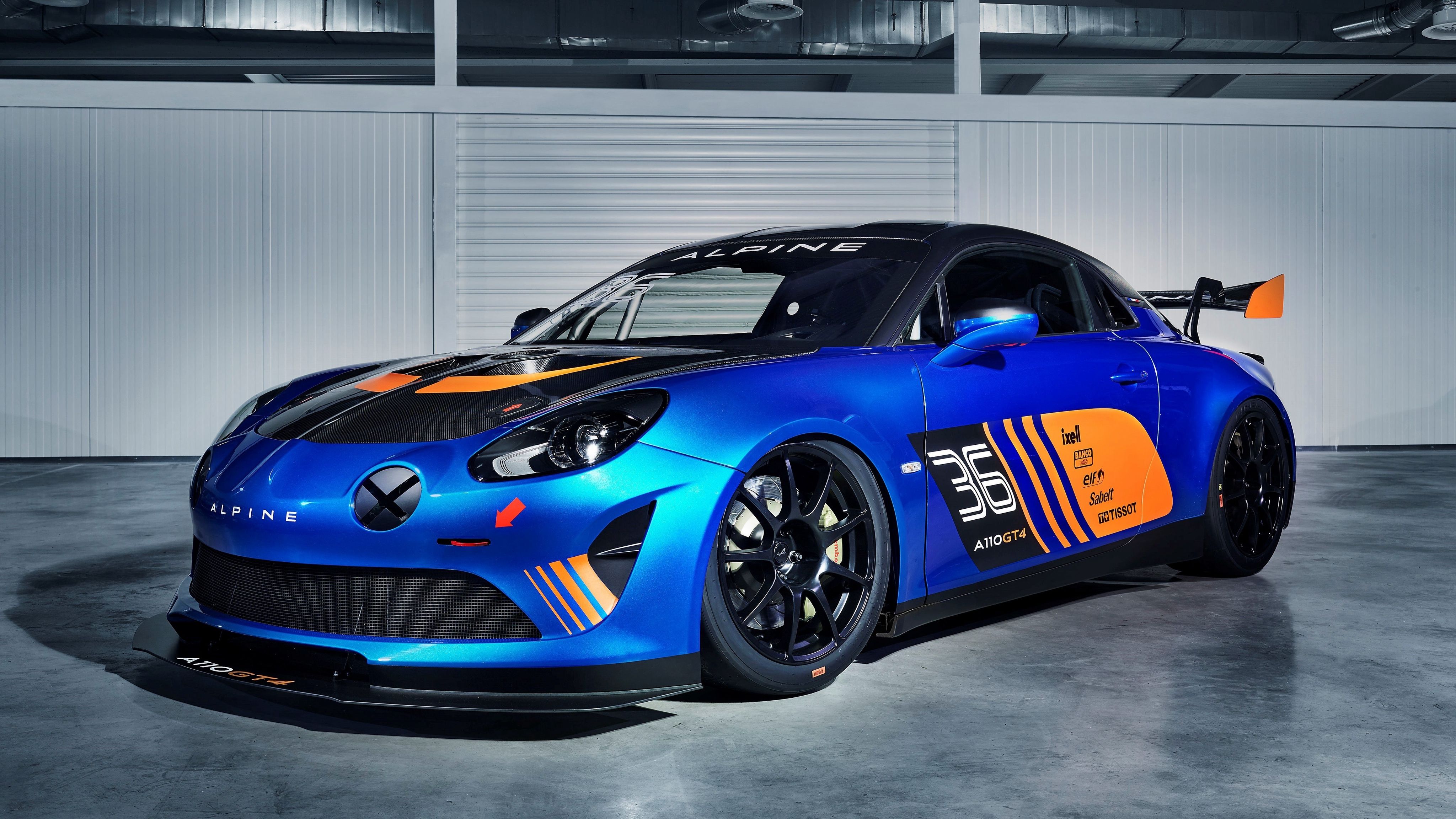 Alpine A110 Gt4 Blue Side View Garage 4k