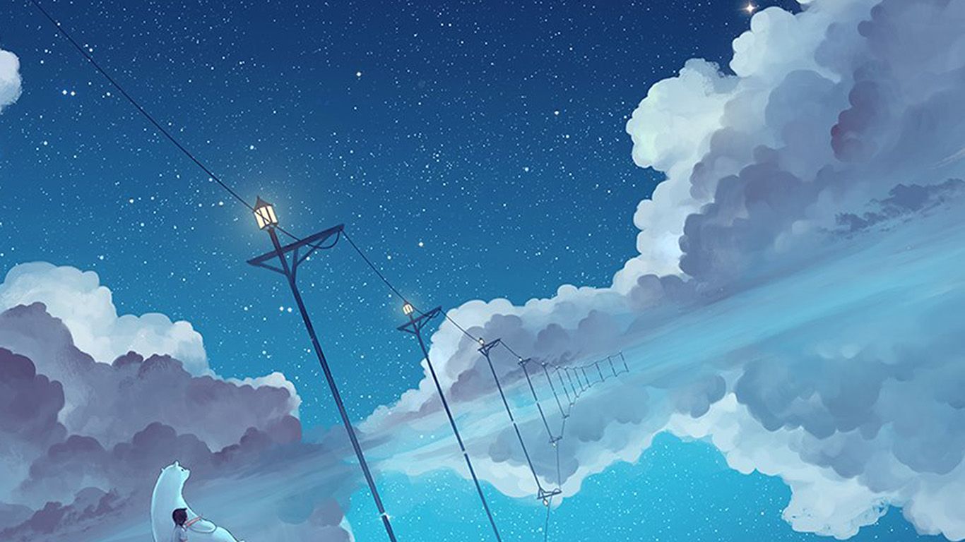 wallpaper for desktop, laptop. illust star moon sky night art