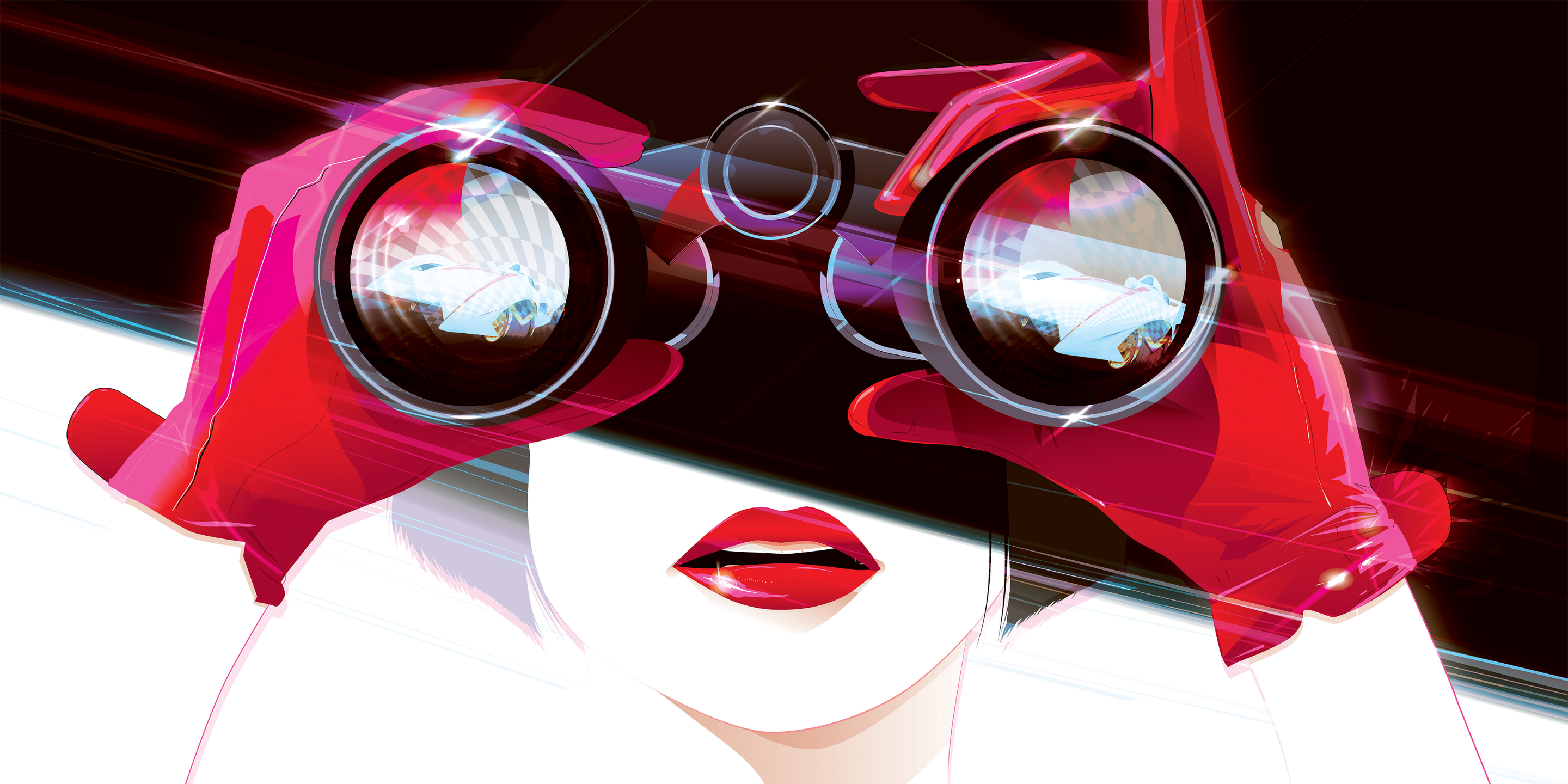 Wallpaper / movie characters, red lipstick, women, artwork, gloves, face, Speed Racer, Trixie