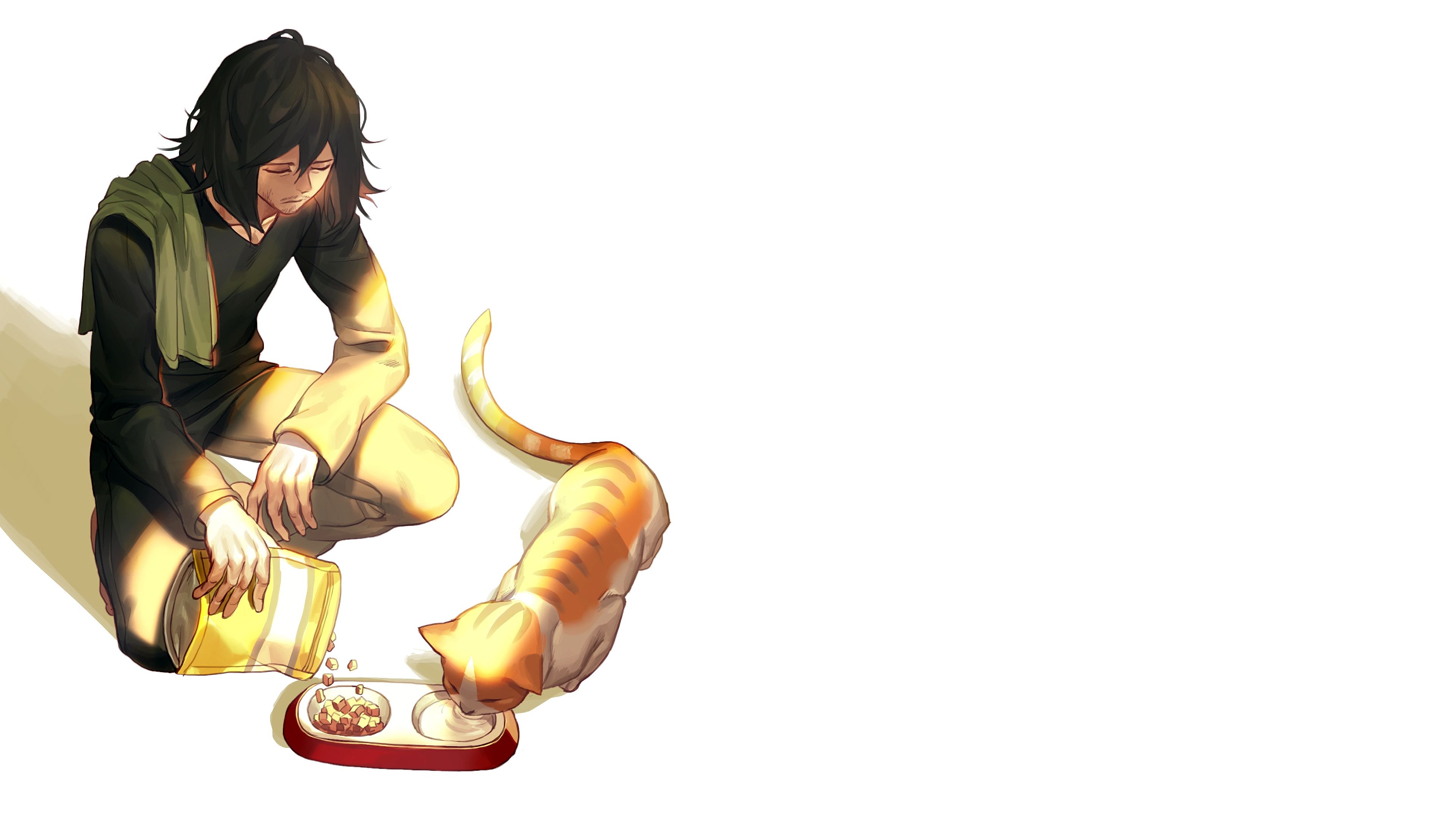 Eraserhead Shota Aizawa Feeding Cat My Hero Academia 4K