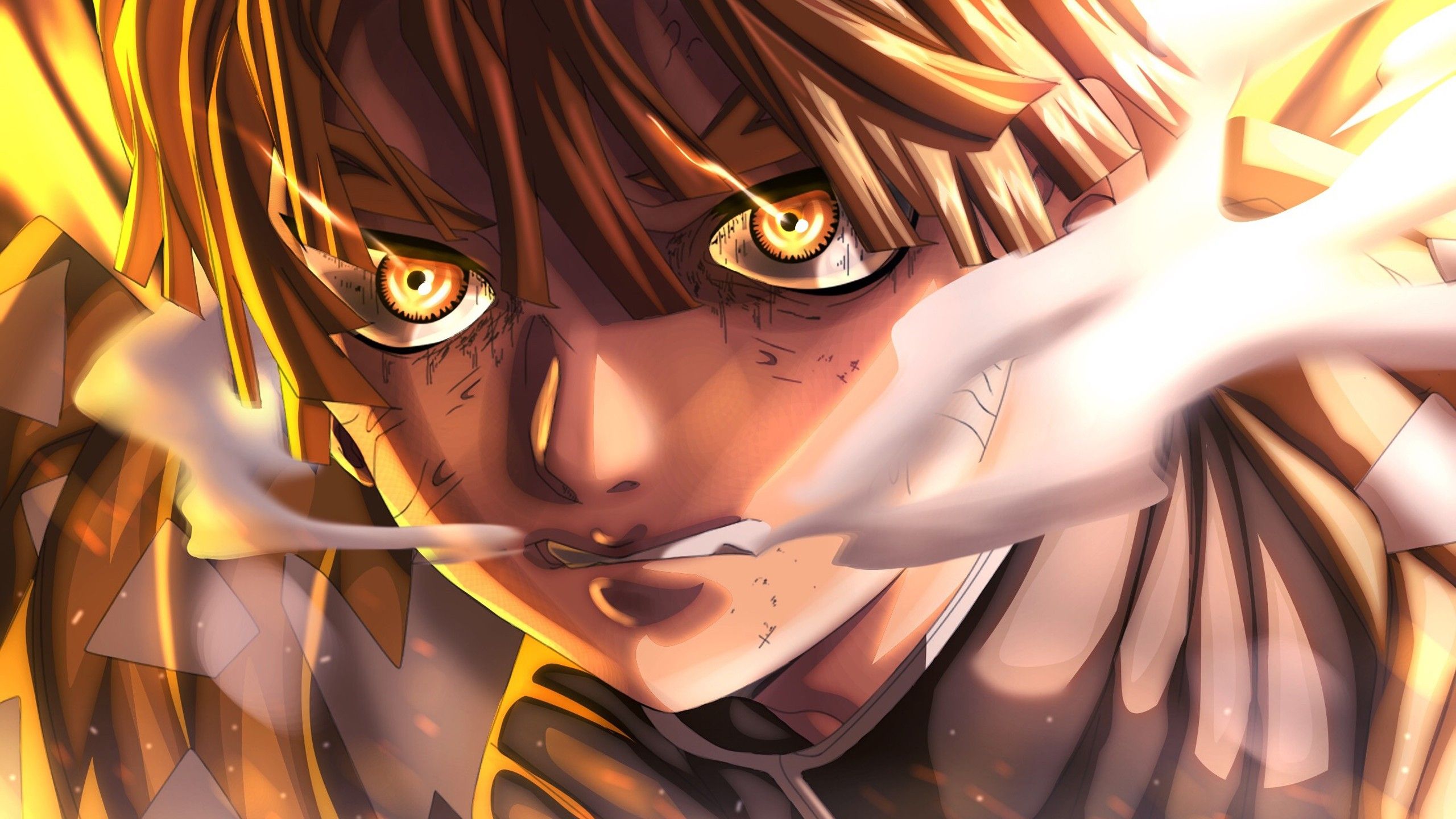 Demon Slayer Scary Zenitsu Agatsuma With Yellow Eyes HD Anime Wallpaper