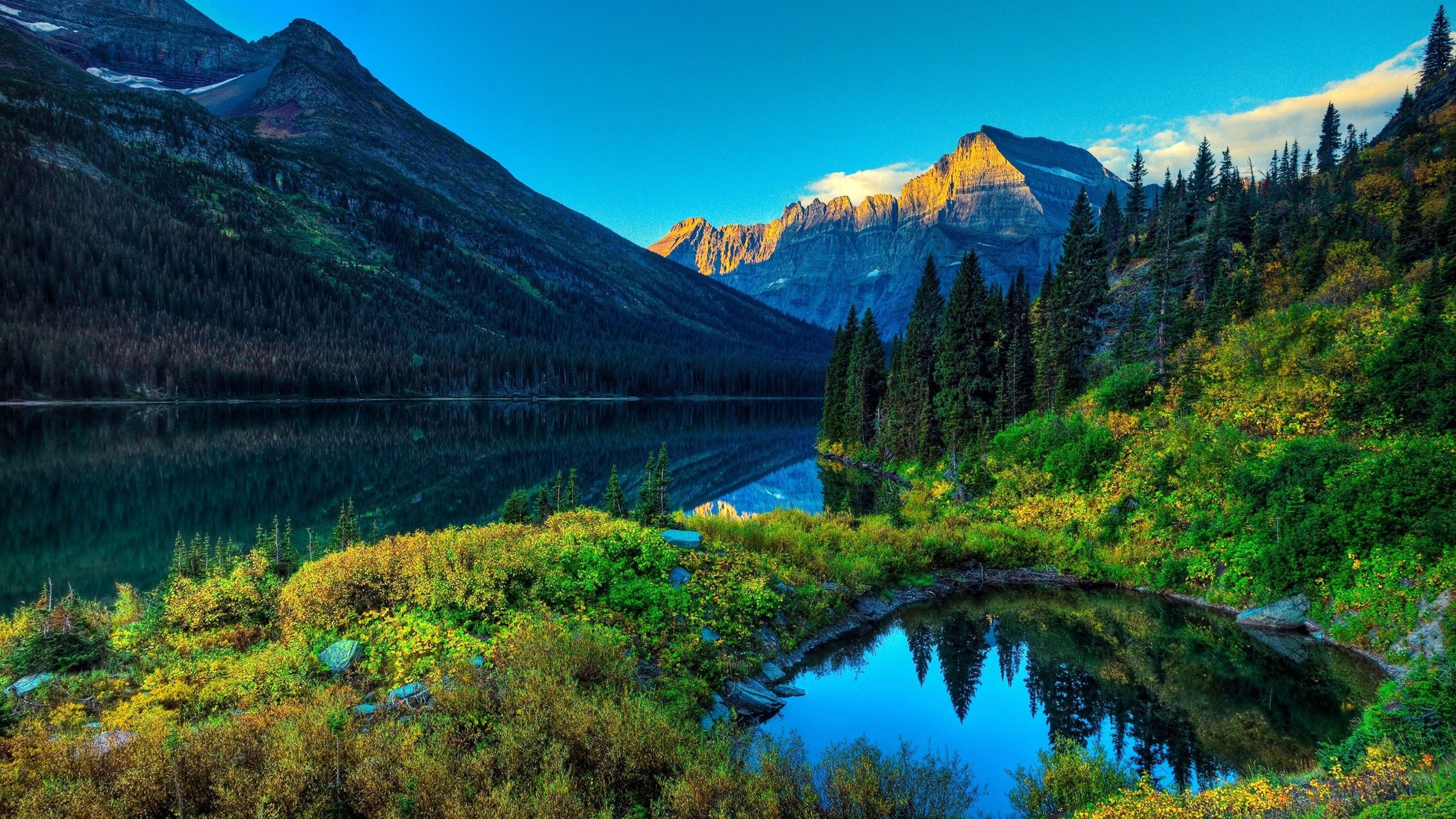 Lake At Glacier National Park Montana 4K Wallpaper For Desktop