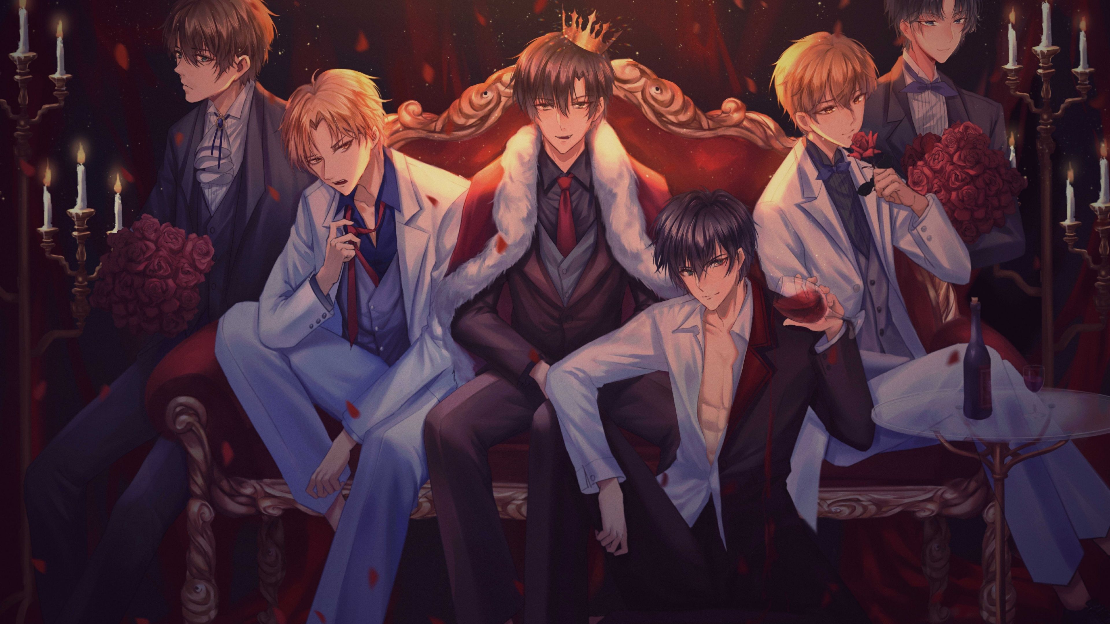 Wallpaper Shoujo, Crown, Couch, Anime Boys