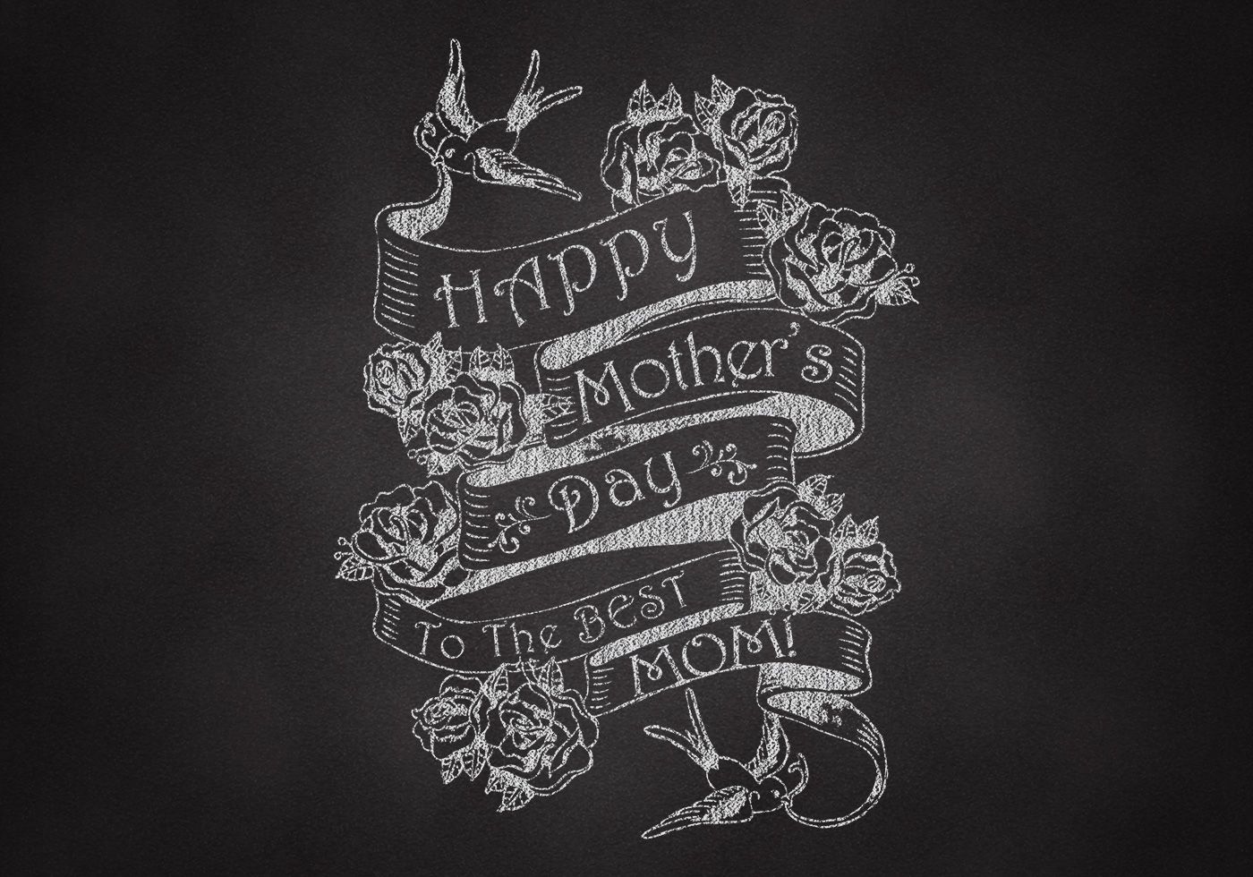 Chalk Drawn Mother's Day Ribbon Banner