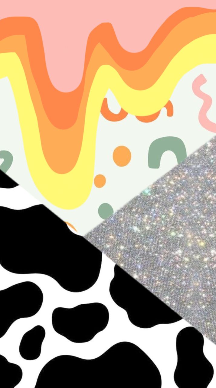 Drippy rainbow sparkly cow wallpaper