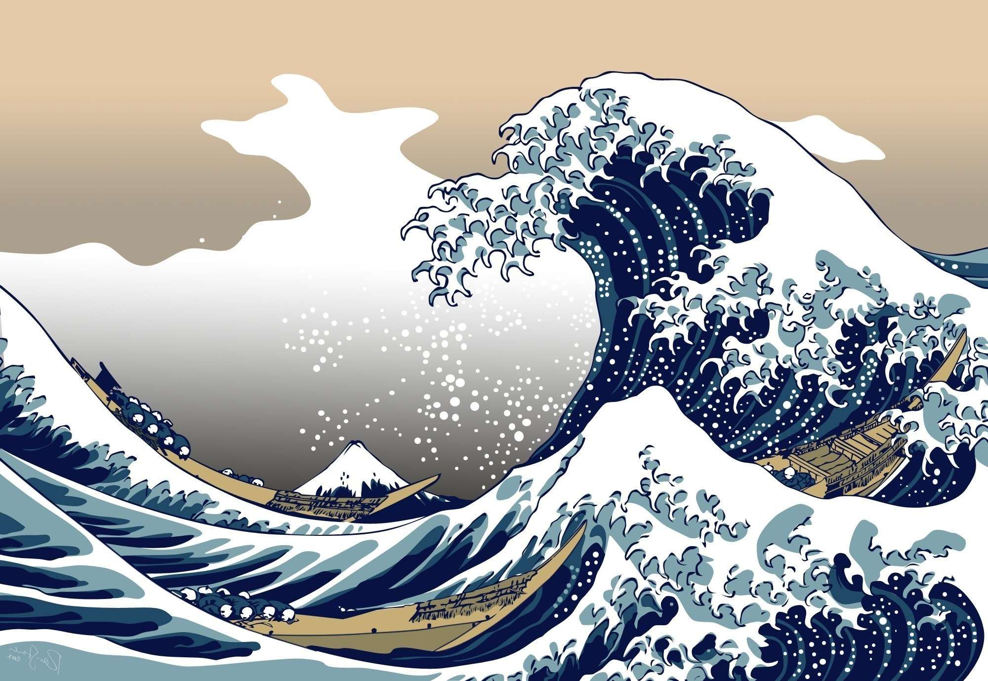 Japanese Wave Wallpaper 1920x1080