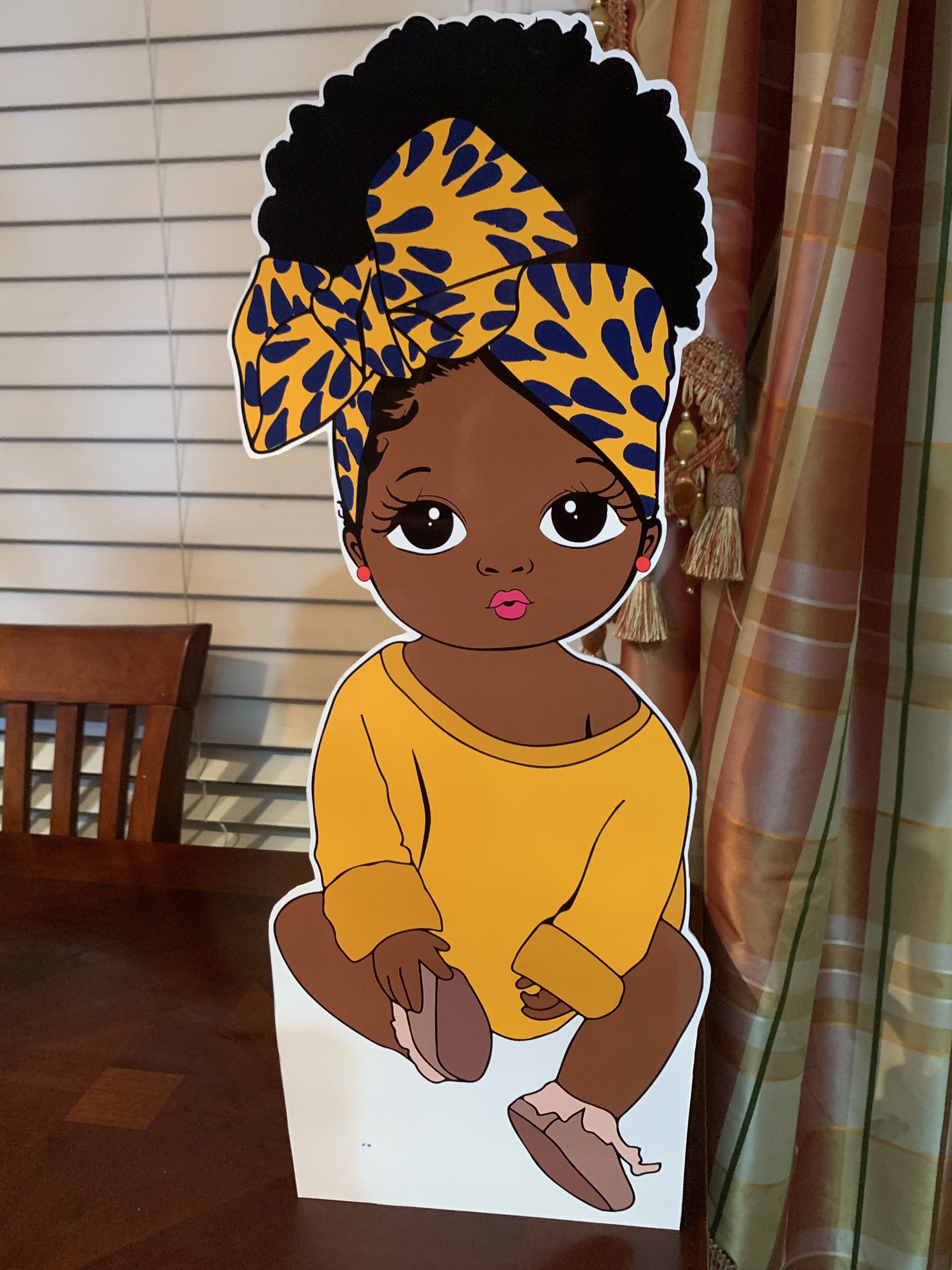 Cute African American Girl Puff Hair Babies Standing Decor Party Props Etsy. Baby girl art, Black baby art, Baby clip art
