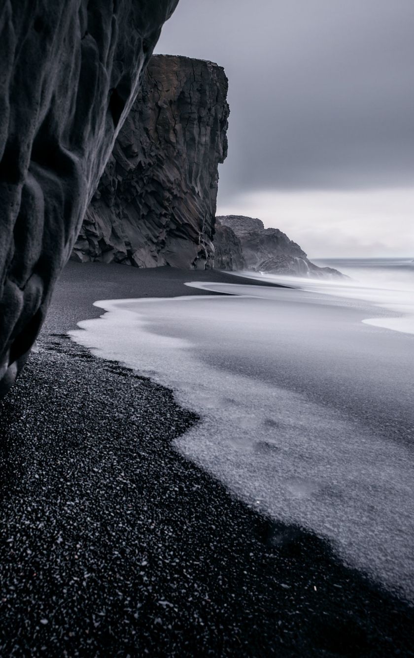 Download 840x1336 wallpaper black beach, coast, sea waves, iphone 5, iphone 5s, iphone 5c, ipod touch, 840x1336 HD image, background, 17406