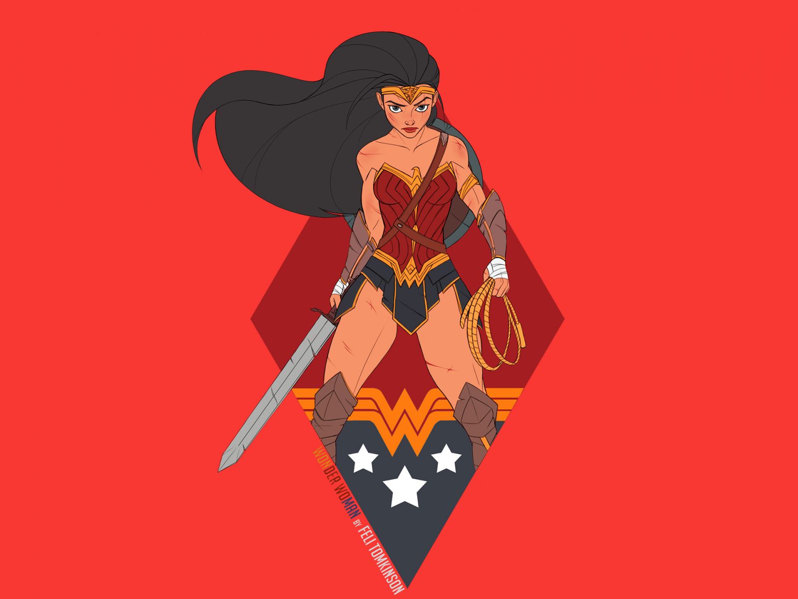 Desktop Wallpaper Wonder Woman, Minimal, Dc Comics, Superhero, Fan Art, HD Image, Picture, Background, Cbf4ce