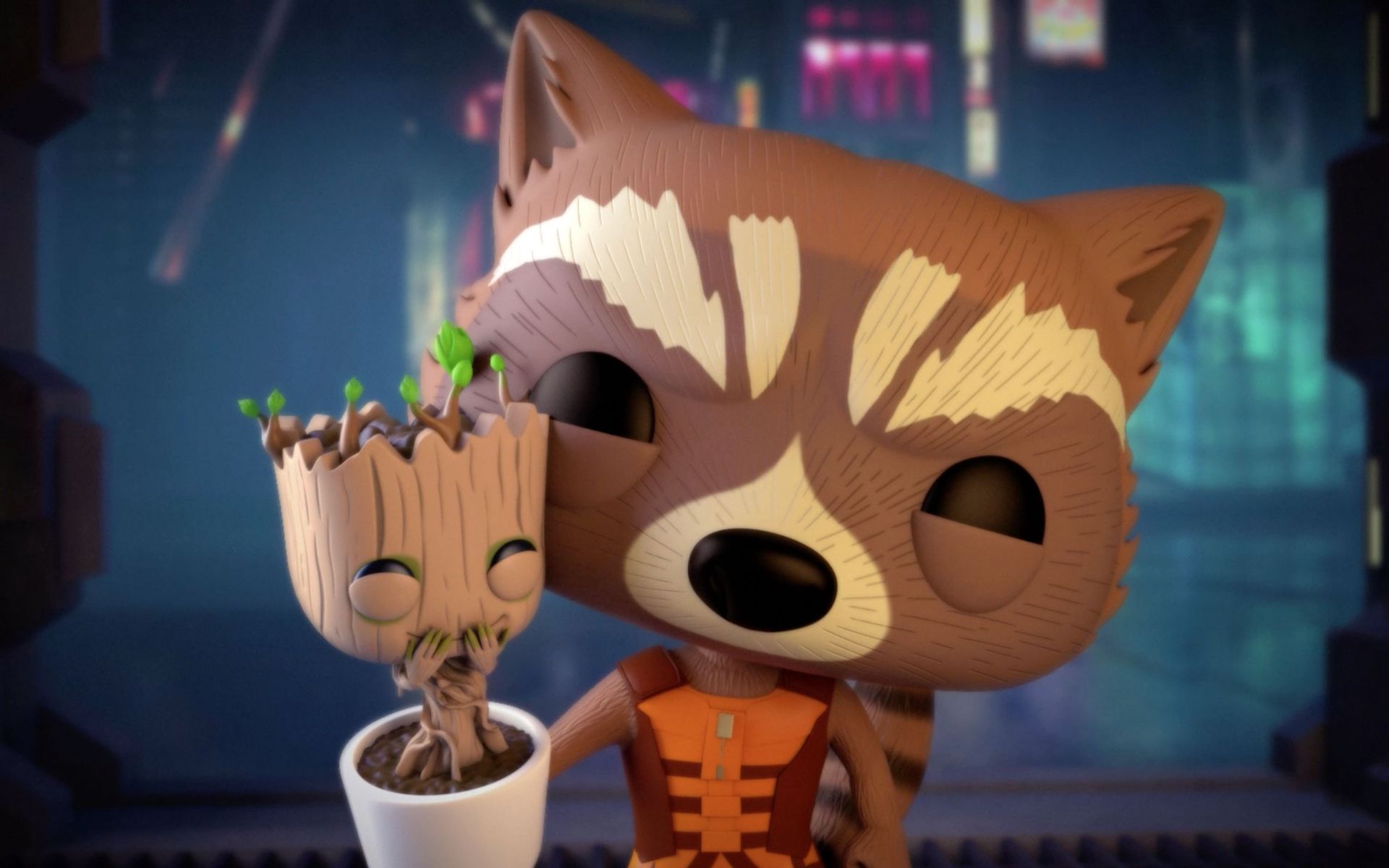 Desktop Wallpaper Rocket And Baby Groot, Guadians Of The Galaxy Vol. 2 Movie Artwork, HD Image, Picture, Background, 5gtoxa