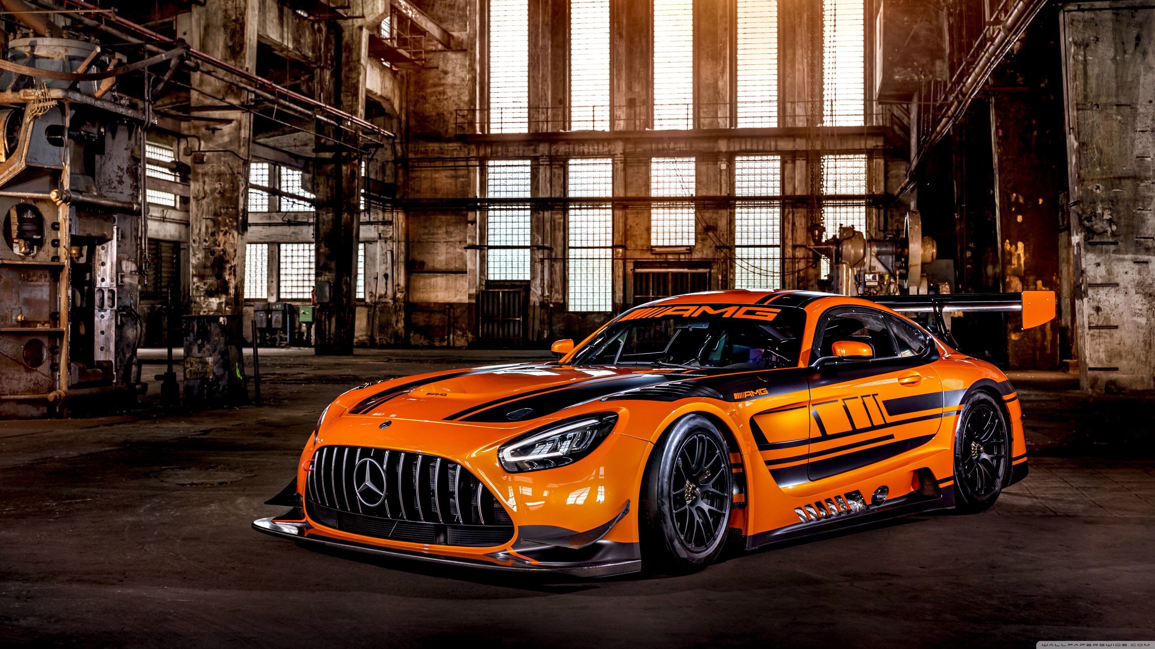 Orange Mercedes AMG GT3 Race Car 2019 Ultra HD Desktop Background Wallpaper for: Widescreen & UltraWide Desktop & Laptop, Multi Display, Dual & Triple Monitor, Tablet