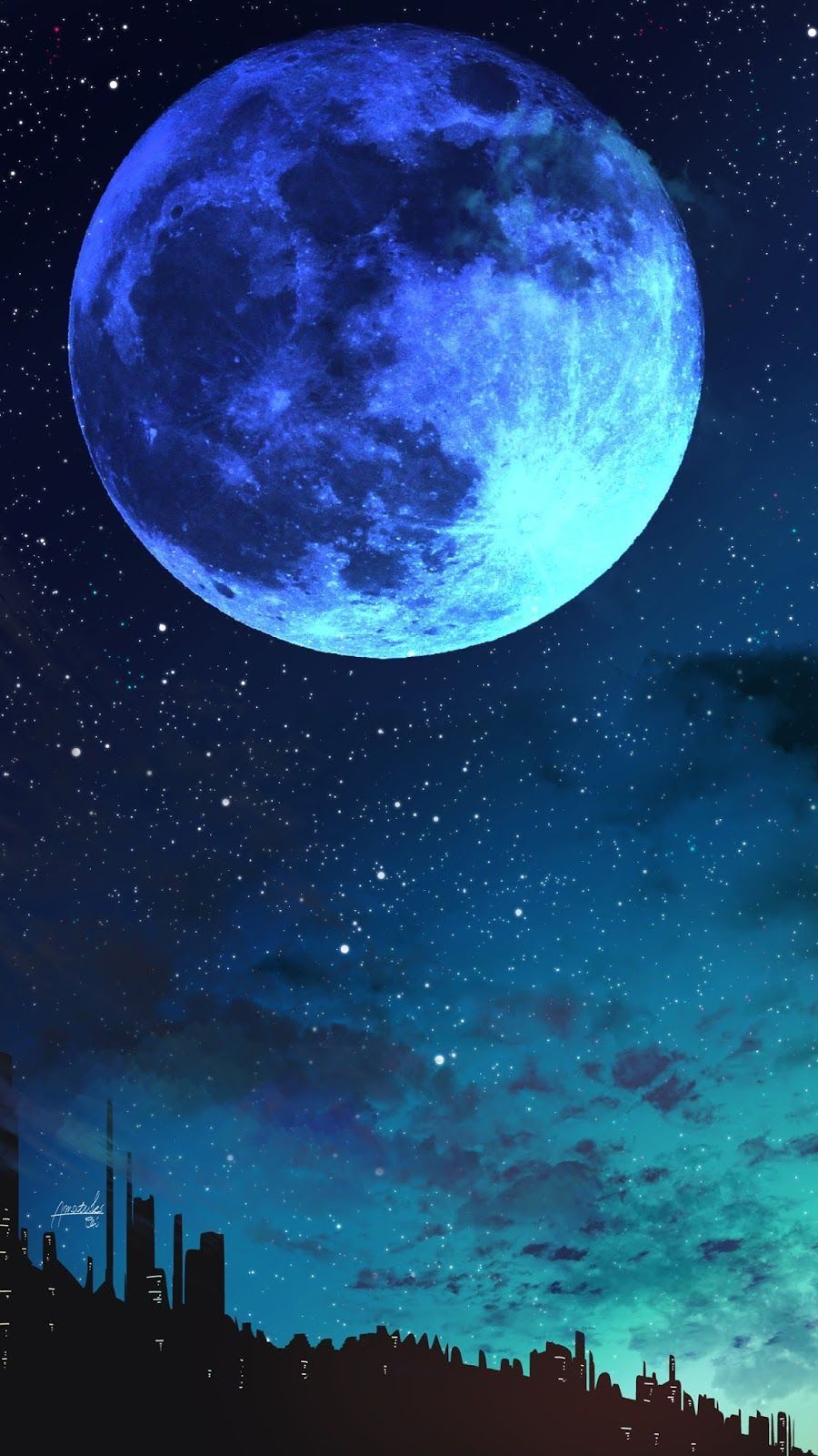 Blue Moon iPhone Wallpaper