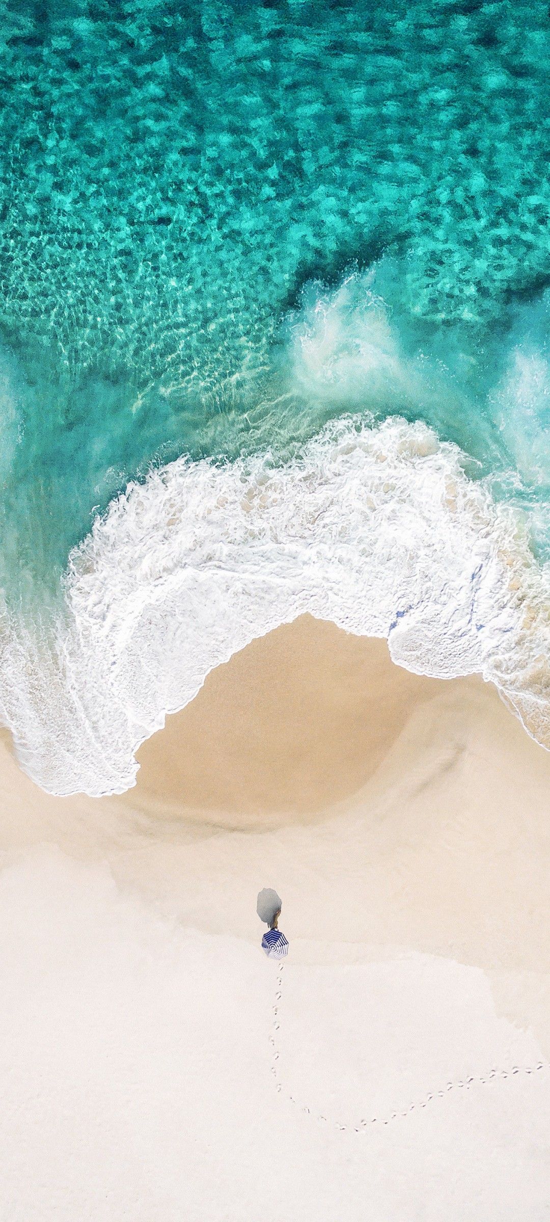 Beach 4K Wallpaper, Aerial view, Ocean, iOS Stock, Nature