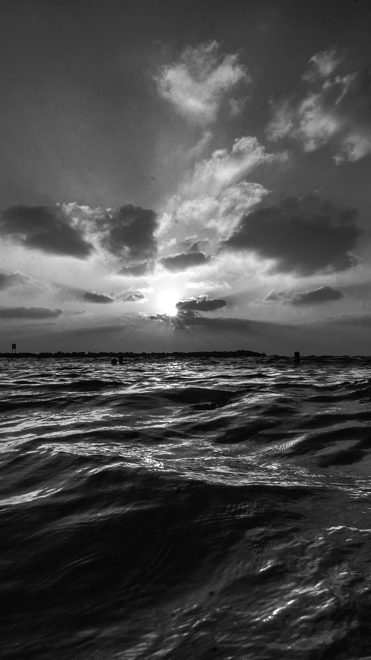 iPhone7 wallpaper. sunset sea sky ocean summer dark bw water nature