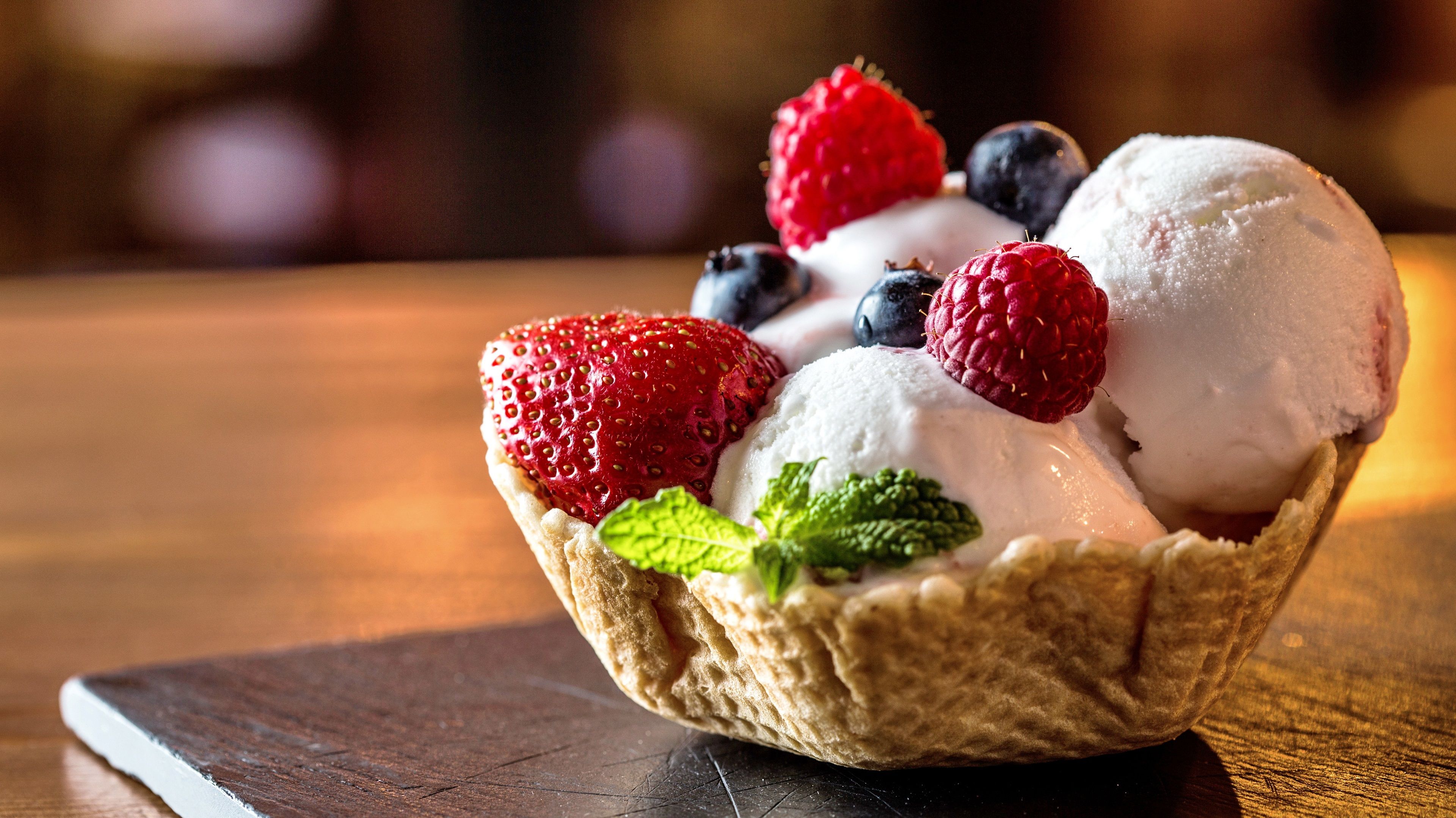 Wallpaper Summer dessert, ice cream, berries, mint 3840x2160 UHD 4K Picture, Image