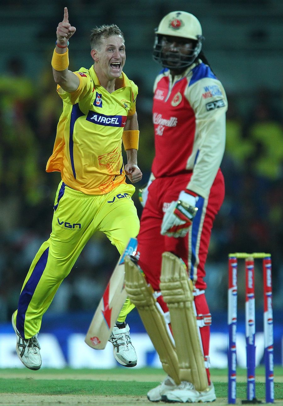 Chris Gayle edges off Chris Morris. Photo. Indian Premier League