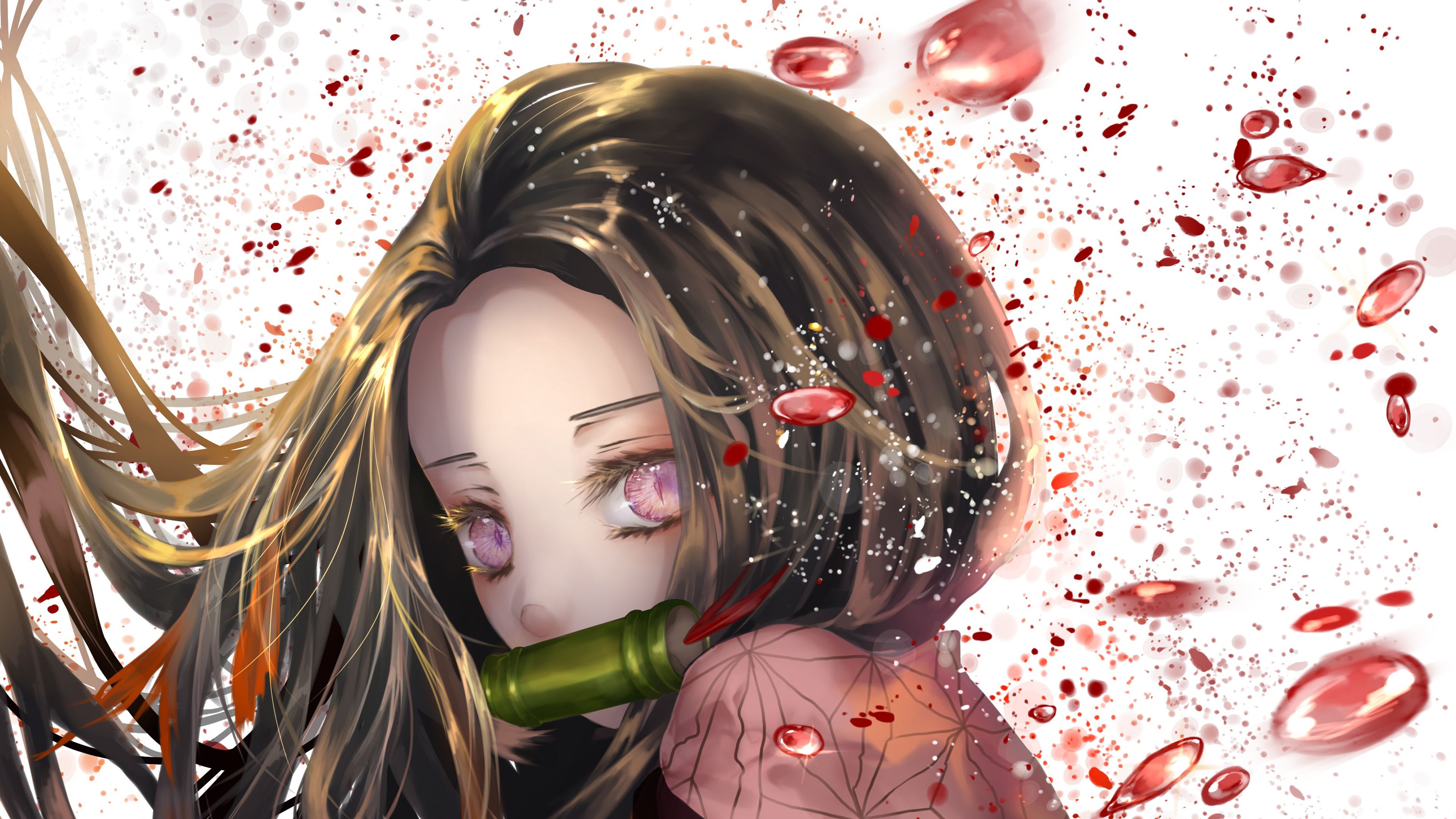 Demon Slayer Nezuko Kamado With Background Of White And Red Dots 4K HD Anime Wallpaper</a> Wallpaper