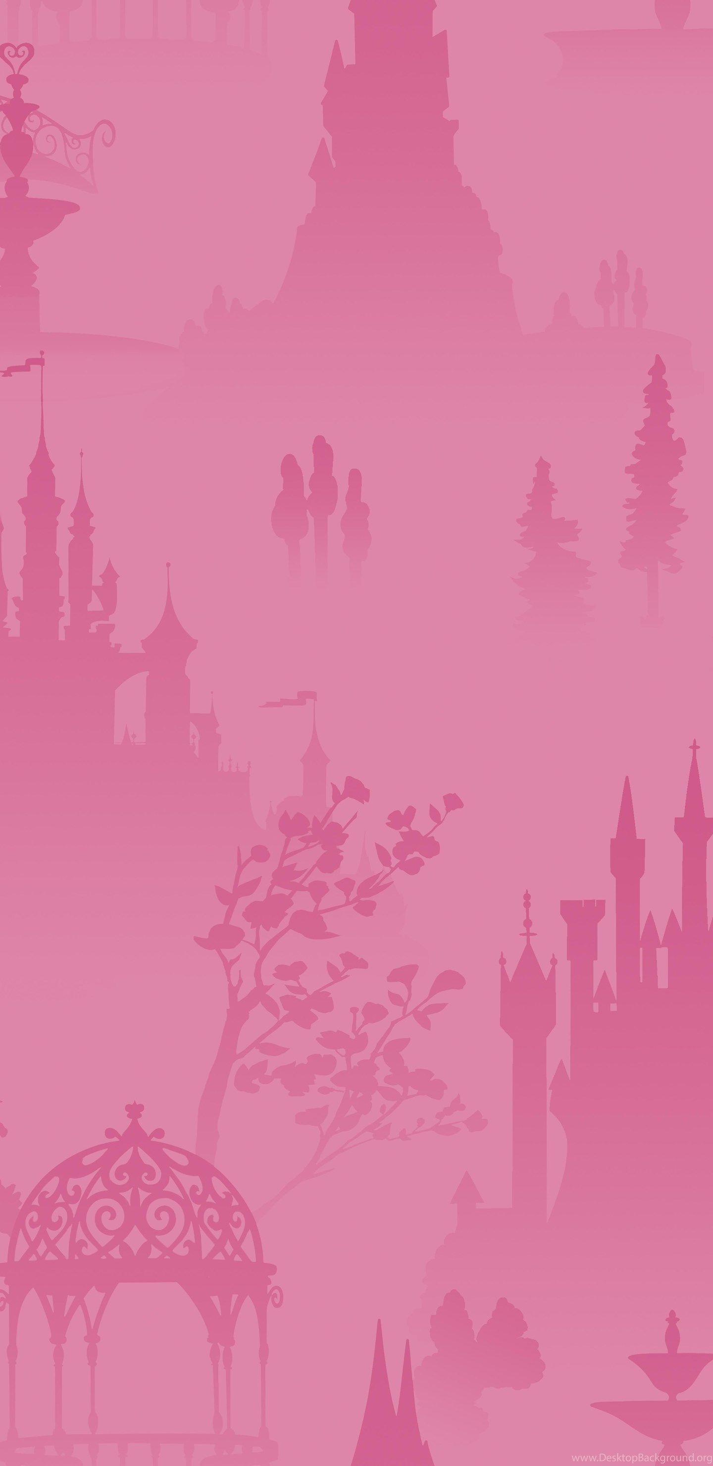 Disney Princess Pink Tonal Scenic Wallpaper InteriorDecorating Desktop Background