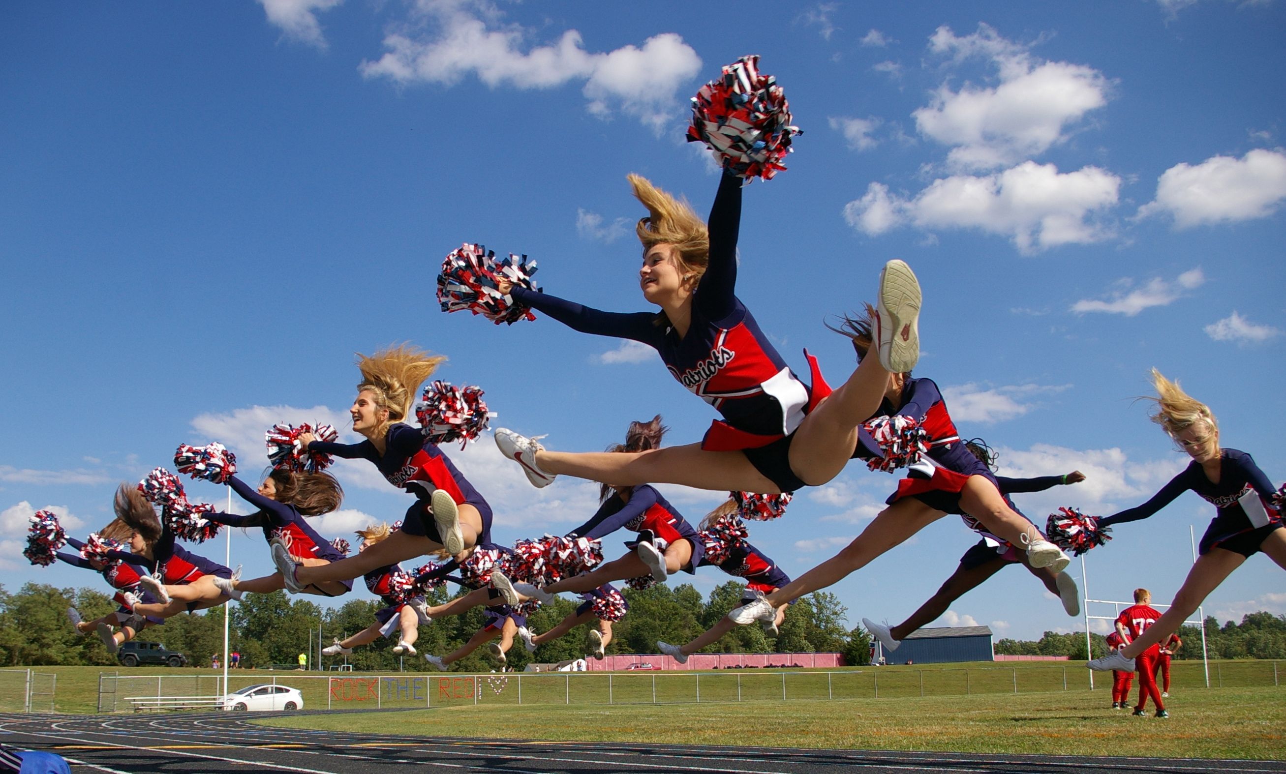 Wallpaper, school, girls, project, pom, high, jump, jumping, toe, touch, cheer, poms 2614x1574