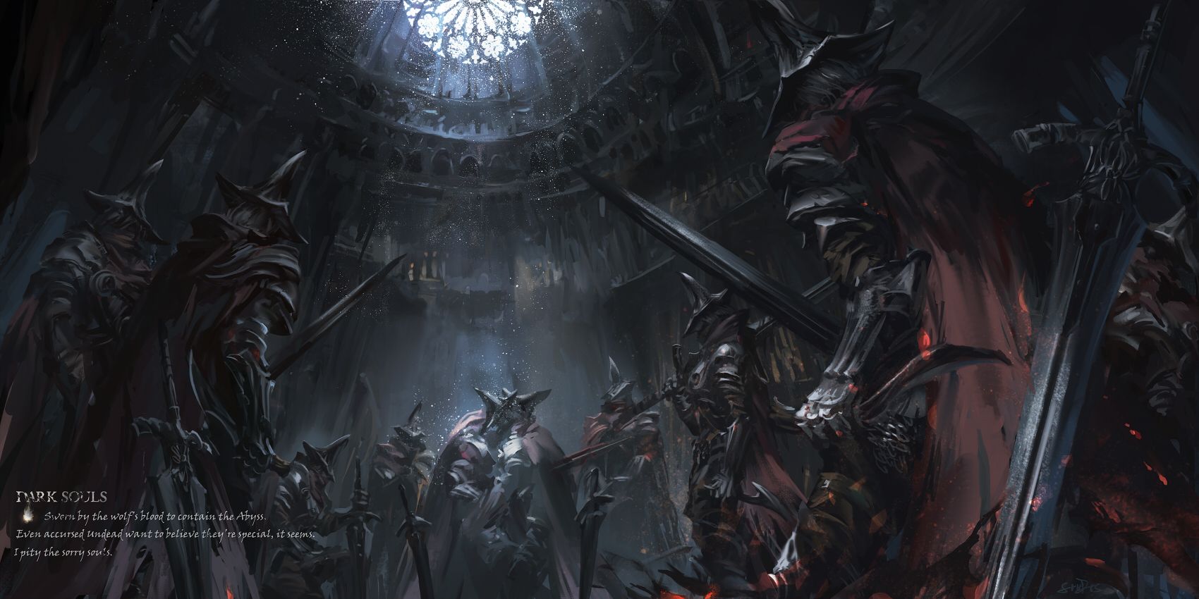 Wallpaper, fantasy art, artwork, Video Game Art, Dark Souls, Dark Souls III, Abyss Watchers 1700x850