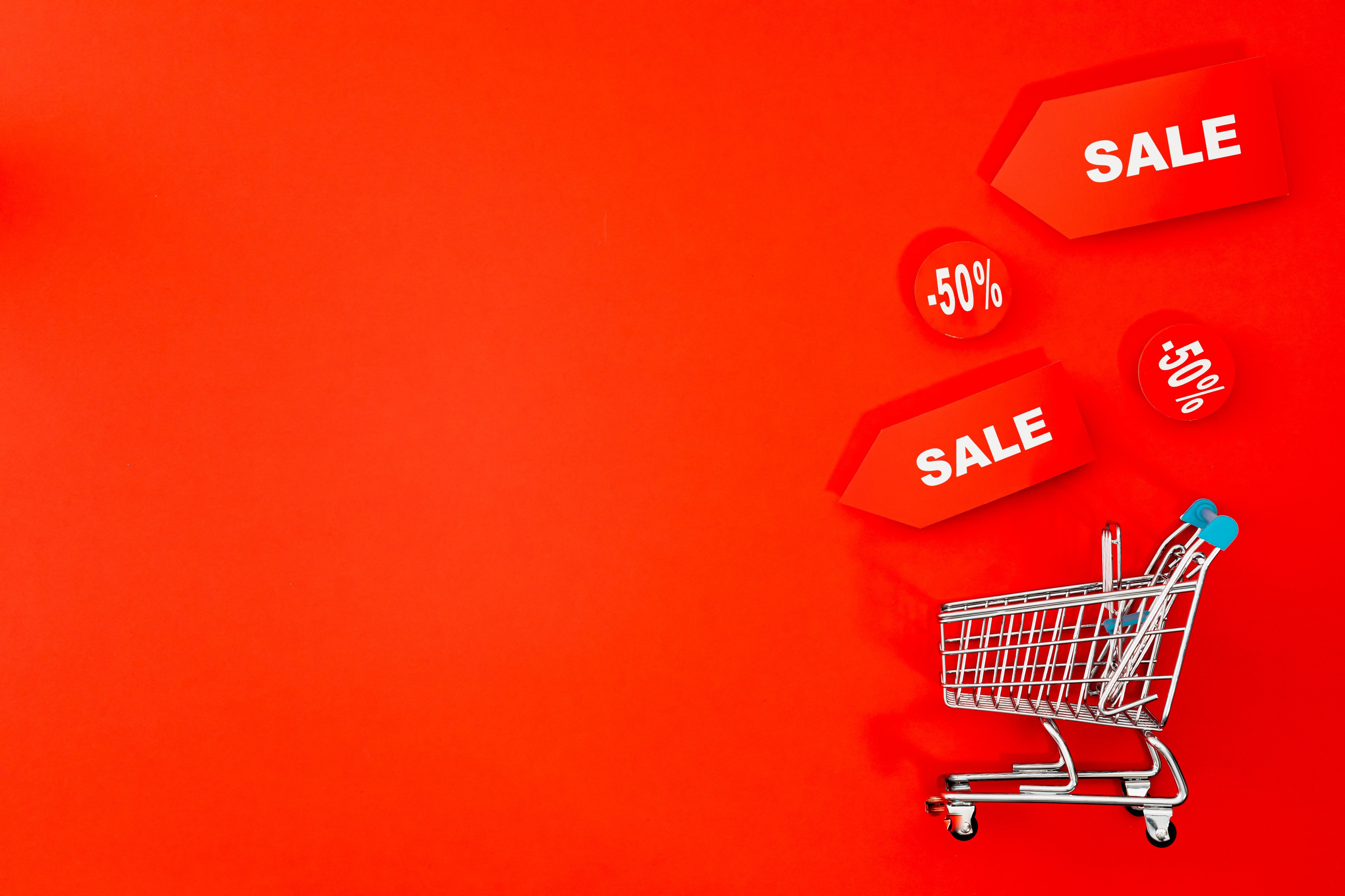Mini Shopping Cart With Red background · Free