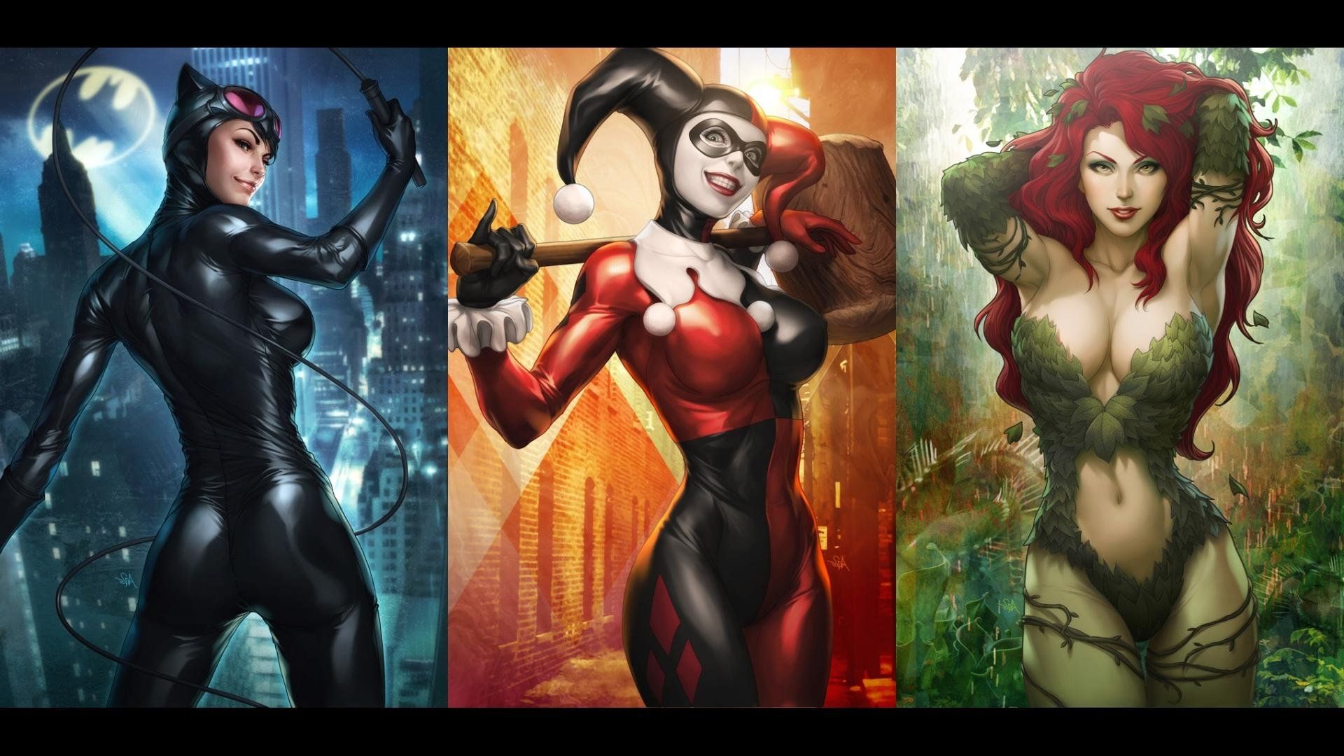 GOTHAM CITY SIRENS D C Dc Comics Catwoman Poison Ivy Harley Quinn Superhero Gotham City Sirens Wallpaperx1080