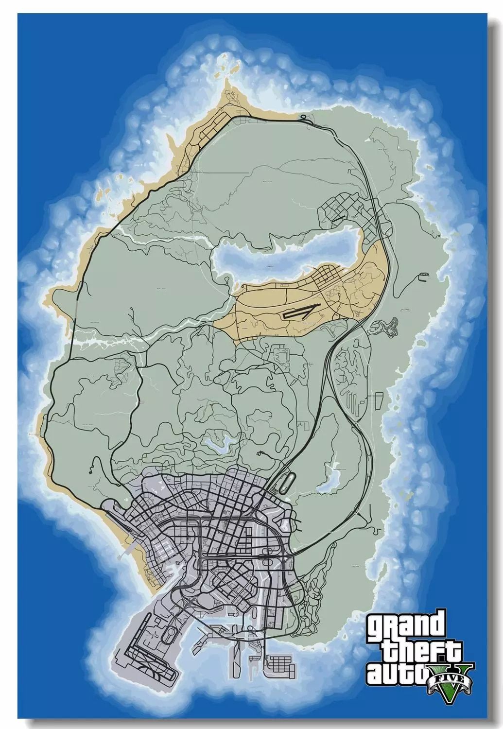 Gta San Andreas Poster Gta San Andreas Wallpaper Custom Game Map Wall Sticker Grand Theft Auto V Stickers Home Decor #pn#