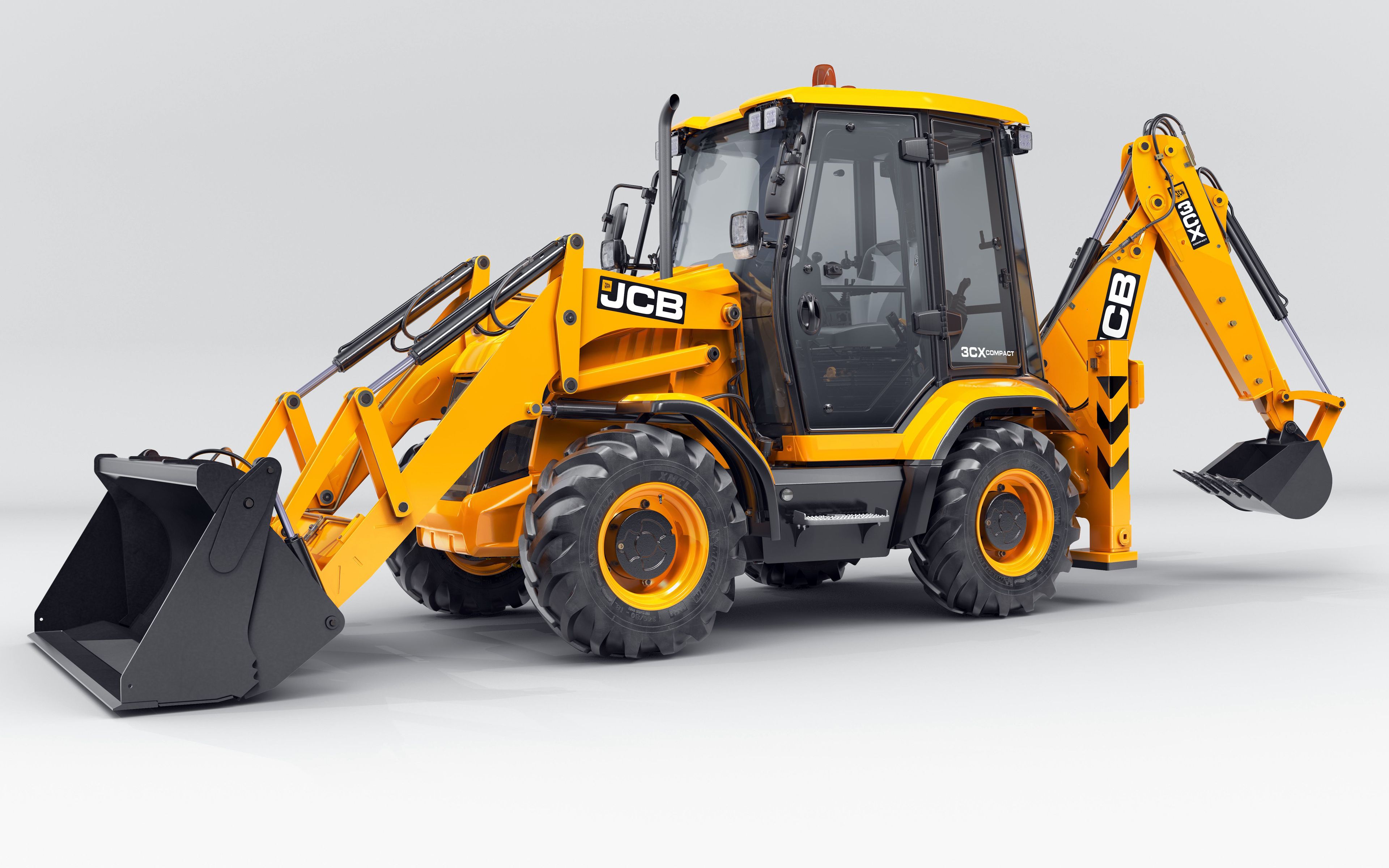 Download wallpaper JCB 3CX Compact, 4k, backhoe loader, JCB, special equipment for desktop with resolution 3840x2400. High Quality HD picture wallpaper
