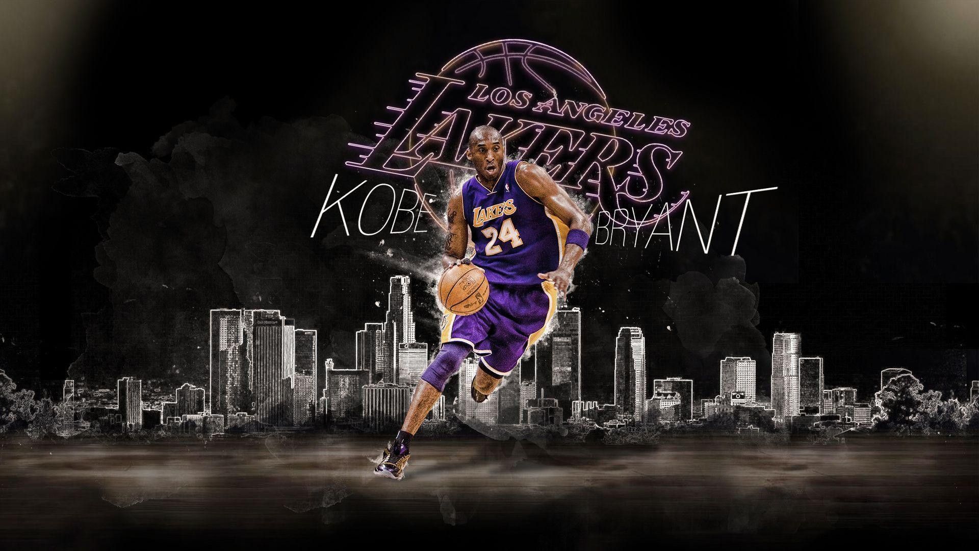 Kobe Bean Bryant Is Tapping Basketball Wearing Dark Purple Dress HD Celebrities Wallpaper