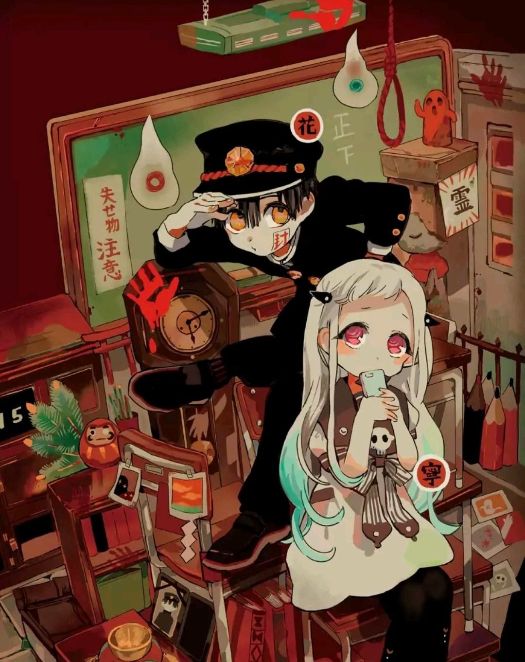 Wallpaper, Jibaku Sounen Hanako kun, Amane Yugi, Yashiro Nene 1080x1361