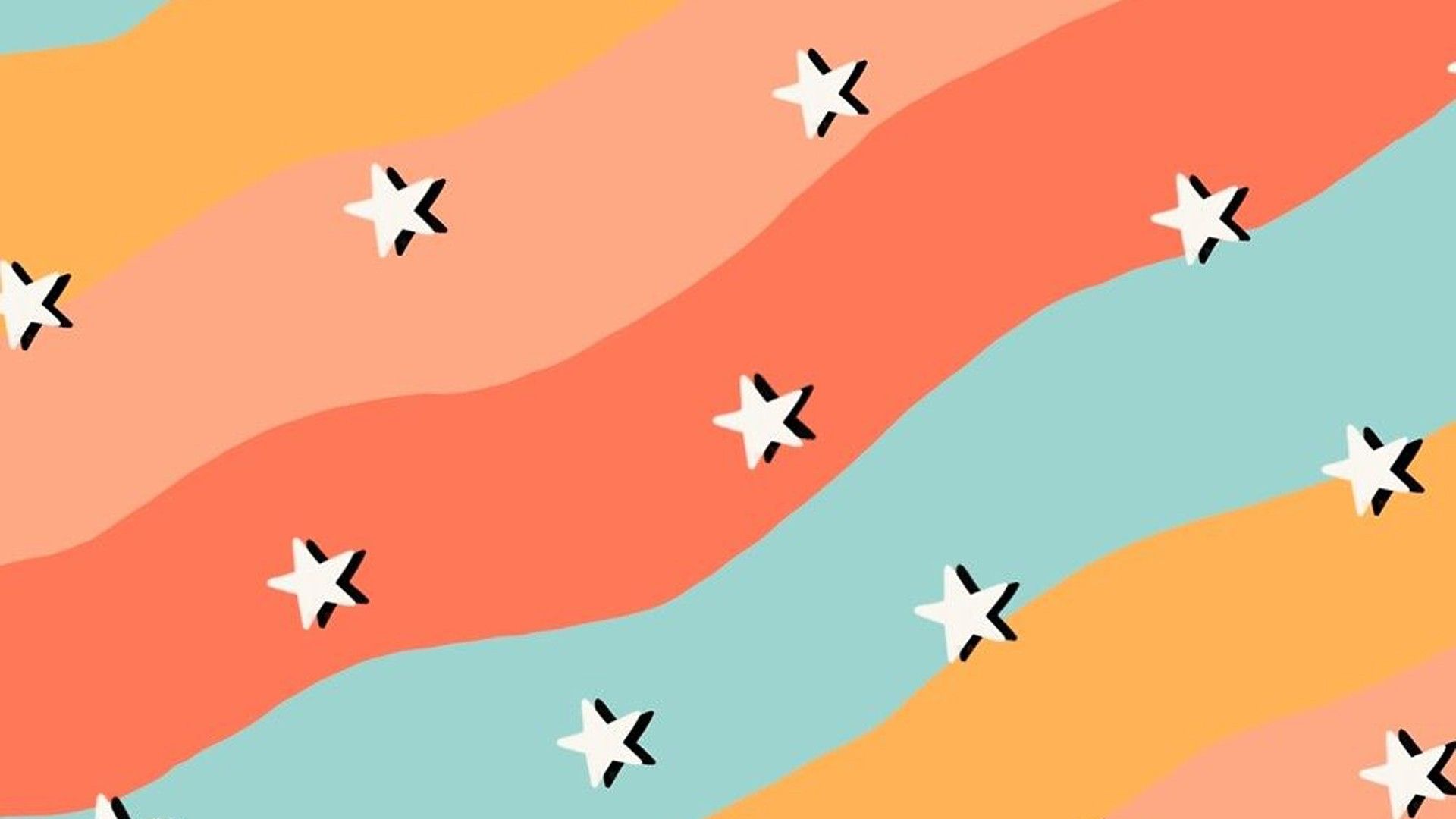 Colorful Waves With Stars HD Boho Aesthetic Wallpaper