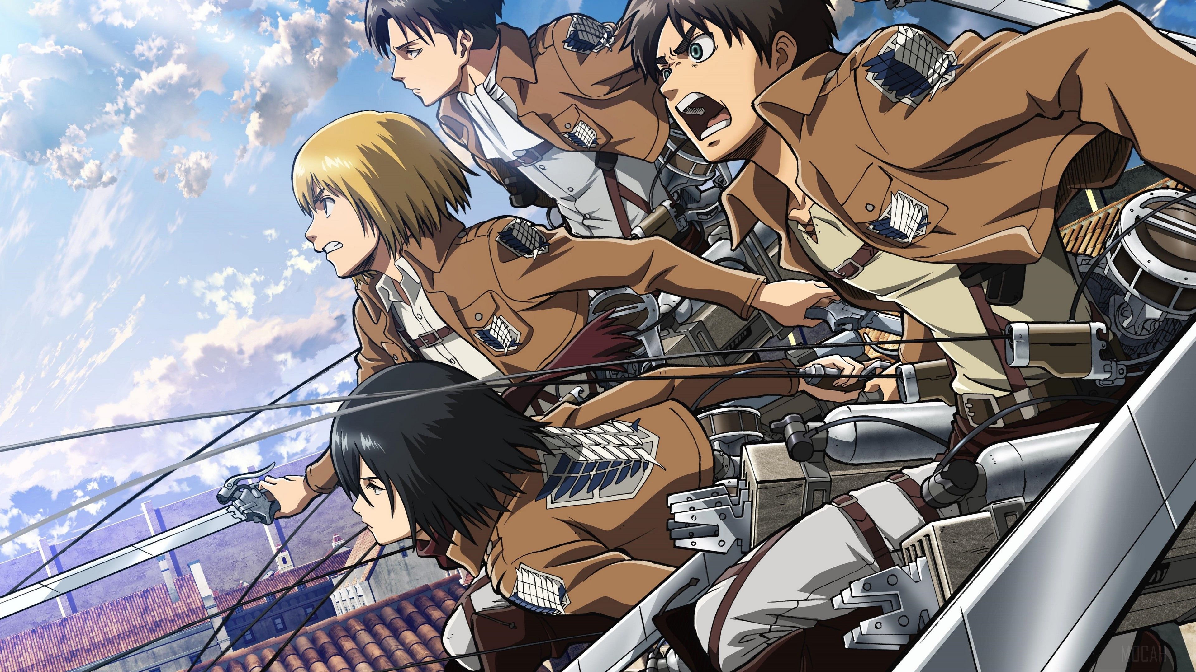 Armin Arlert, Eren Yeager, Levi Ackerman, Mikasa Ackerman 4k wallpaper. Mocah HD Wallpaper