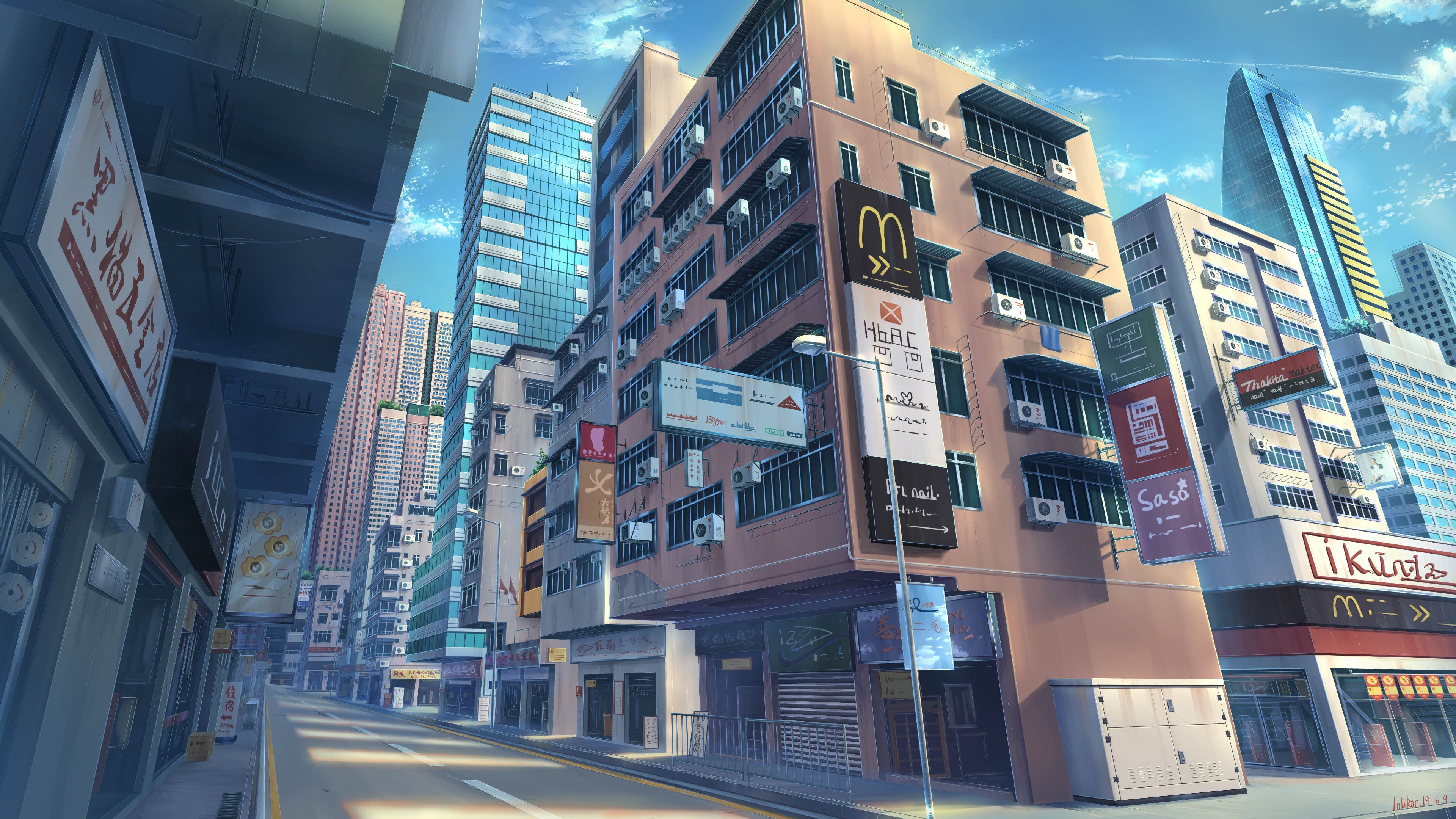 Anime #Original #Building #City Original (Anime) #Street K #wallpaper #hdwallpaper #desktop. Anime city, Anime scenery wallpaper, Anime background